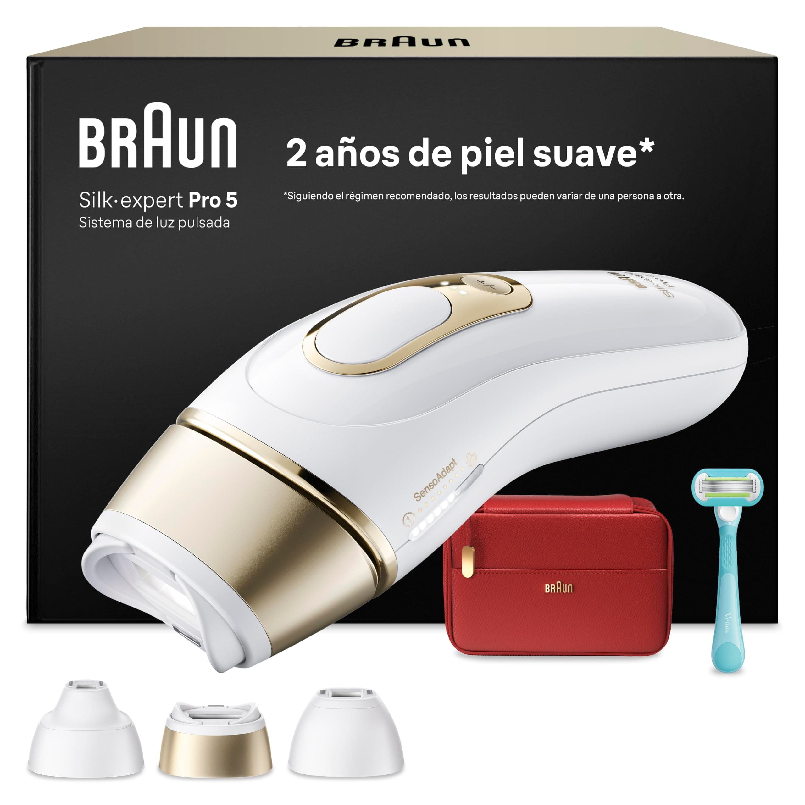 Braun Depiladora Luz Pulsada Silk·expert Pro 5, IPL, Depiladora Laser Con Accesorios, Incluye Cabezal De Precisión, Depilación Láser En Casa Para Cara Y Cuerpo, Reducción Permanente Del Vello, PL5321