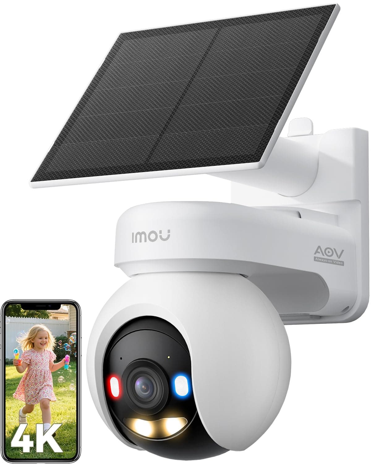 Imou 4K Telecamera WiFi Esterno Senza Fili con Pannello Solare, 10000mAh | 2,4/5GHz, AOV Registrazione 24/7, Rilevamento Umano/Veicoli, Notifiche Real-Time, Visione Notturna a Colori, Modalità Privata