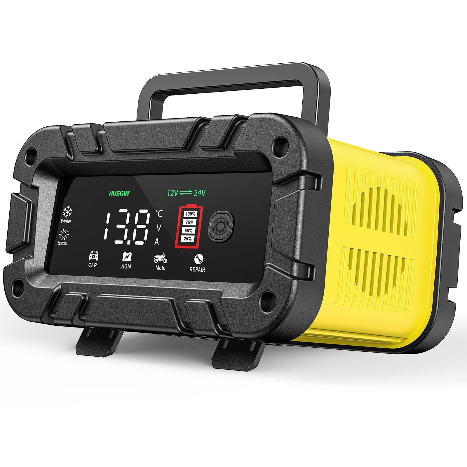 12V20A 24V10A Cargador de Baterías,Cargador de Batería de Coche Inteligente Completamente Automático,Fase de Carga de 7 Etapas,con Pantalla LCD para Coche,Moto,camión,AGM,Gel,SLA