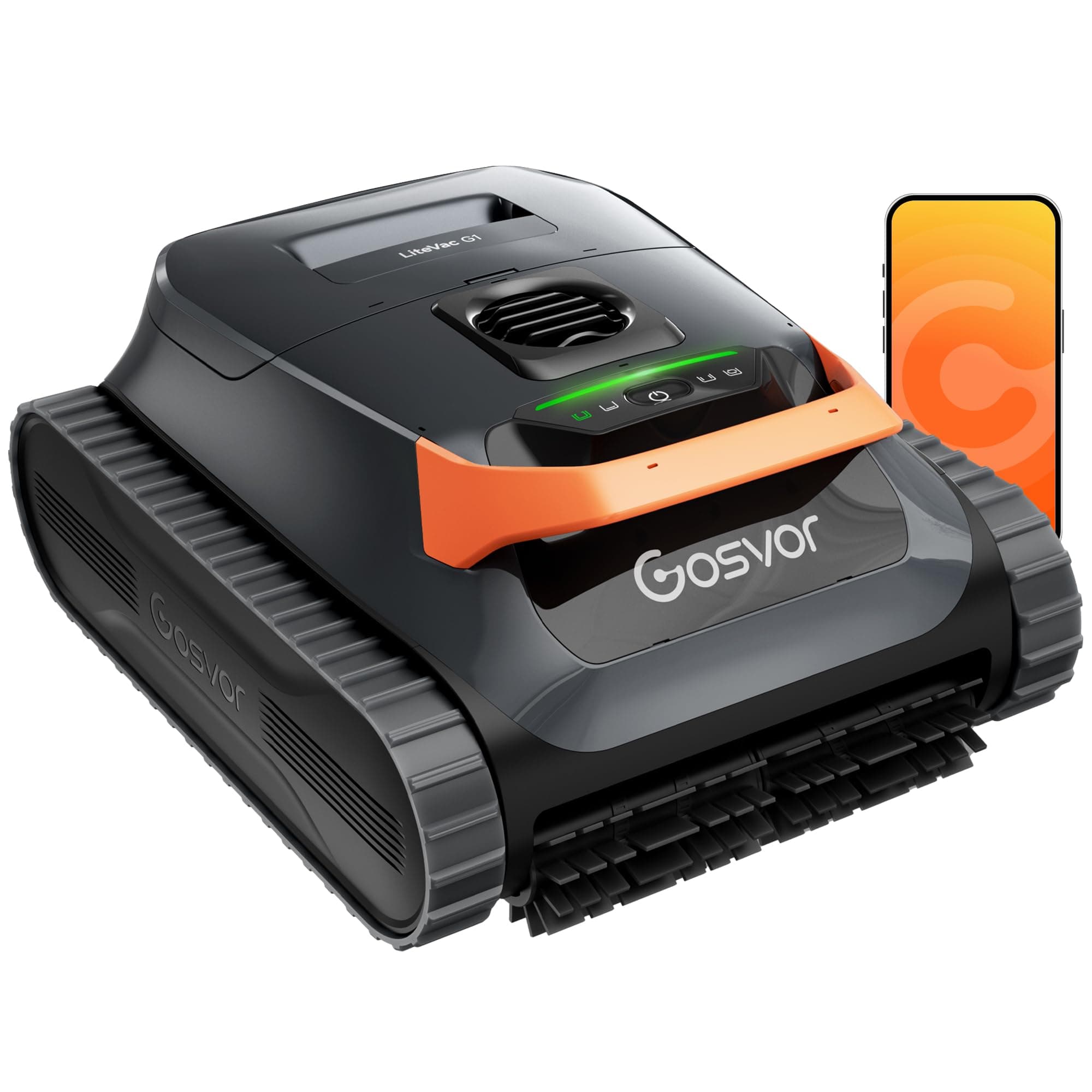 Gosvor LiteVac G1 Robot Piscine Fond et Parois Sans Fil, Navigation WavePath,Filtration 3 μm, Nettoyeur de piscine 4-en-1, Aspiration 15 000 L/h, Contrôle via application, pour piscines jusqu’à 200 m²