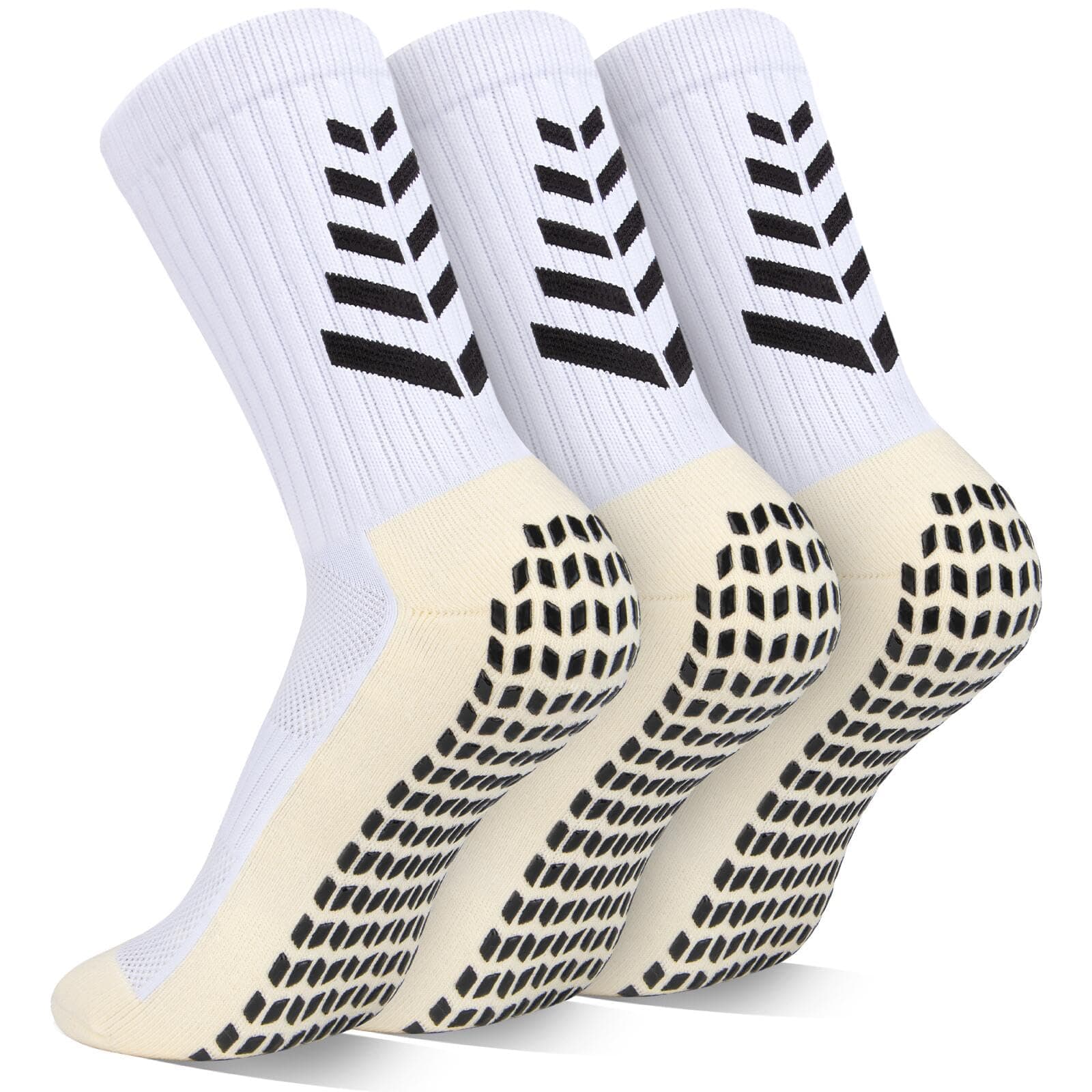 LUROON Calze Antiscivolo Calcio Uomo 37-46, 2/3/4 Paia Calzini Grip Calcio in Silicone Grip Anti Vesciche Calzini Sportivi Donna Traspirante Calze Antiscivolo Calcio per Ciclismo Trekking