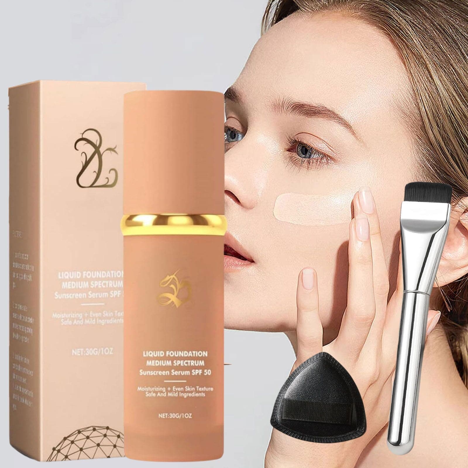 Infinite Love Maquillaje,Base Maquillaje Coreana,Base De Maquillaje Que Cambia De Color SPF 50,Base Maquillaje Antiedad,Duradera Para Corrector Antiedad Hidratante,Con herramientas de maquillaje,30ml