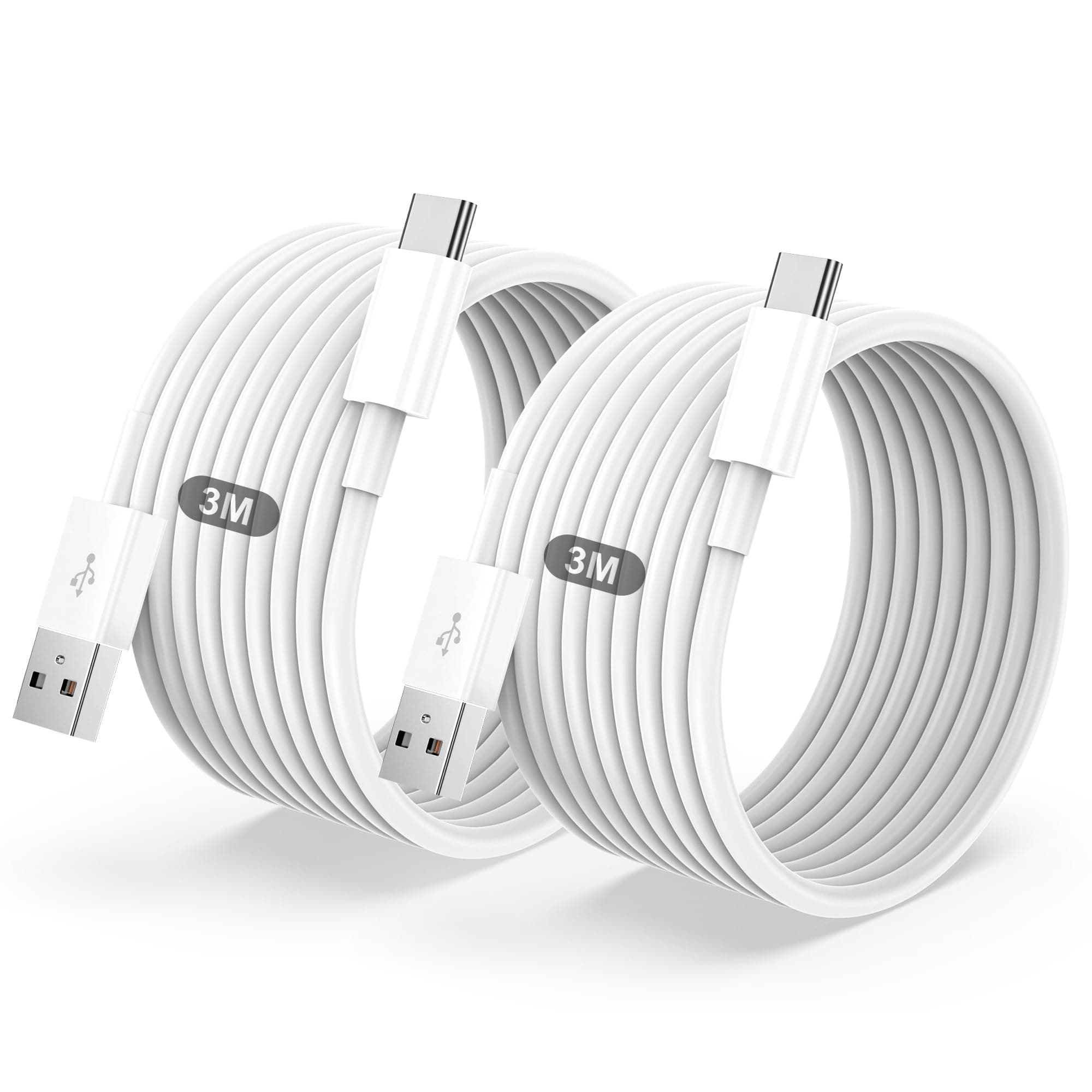 BSTOEM Cable USB C Charge Rapide 3A, Câble USB vers USB C 3M /Lot de 2 | Cable Chargeur Type C pour iPhone 17 16 15 /Air /Plus /Pro Max, pour Samsung Galaxy S22/S21/S20/S10, pour Google Pixel