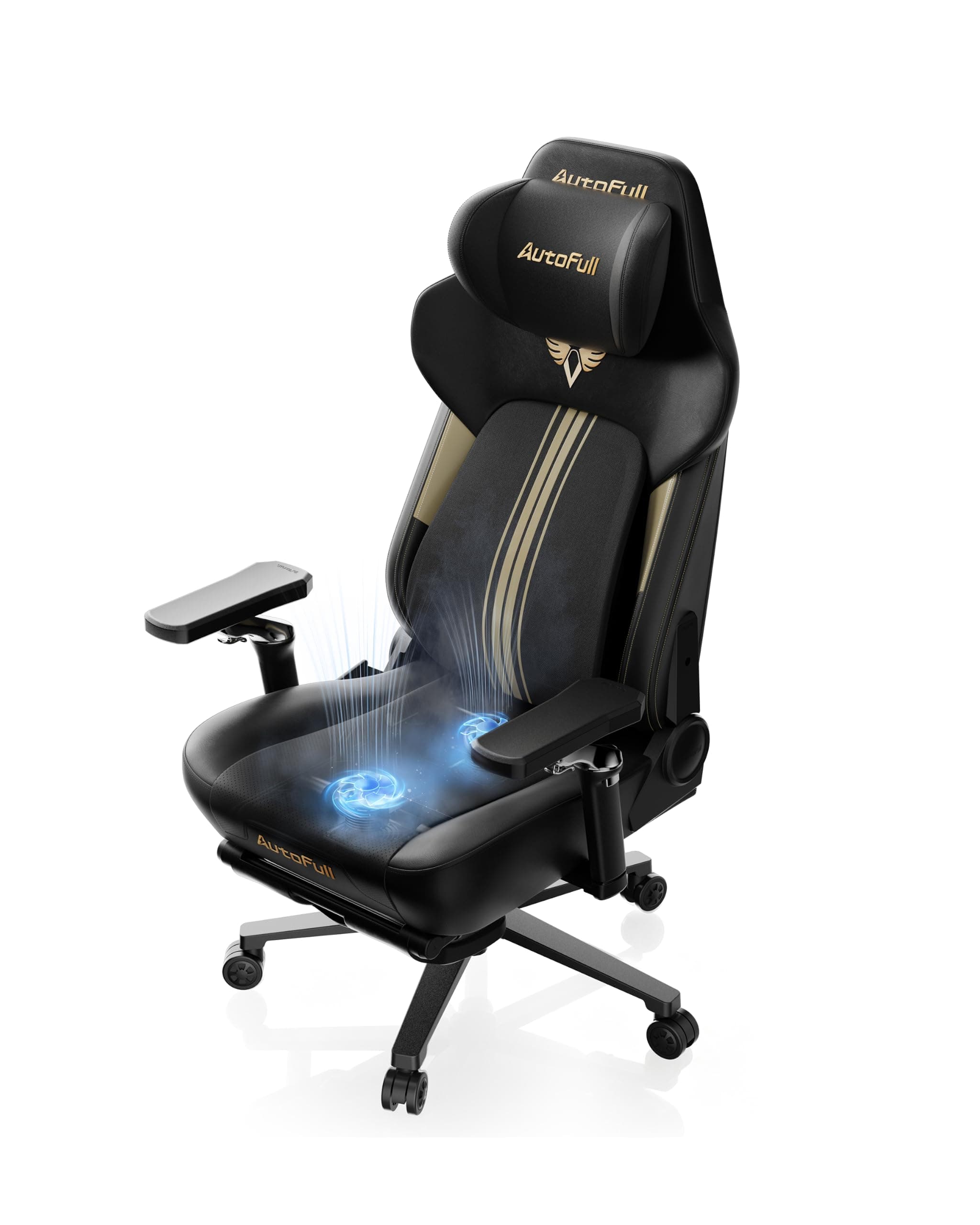 AutoFull M6 Ultra+ 2.0 Chaise de Gamer avec Massage Shiatsu Mécanique | Soutien Lombaire Dynamique, Chauffage et Ventilation, Inclinaison 160°, Repose-Pieds, 150 kg, Fauteuil Officiel IEM&ESL 2026