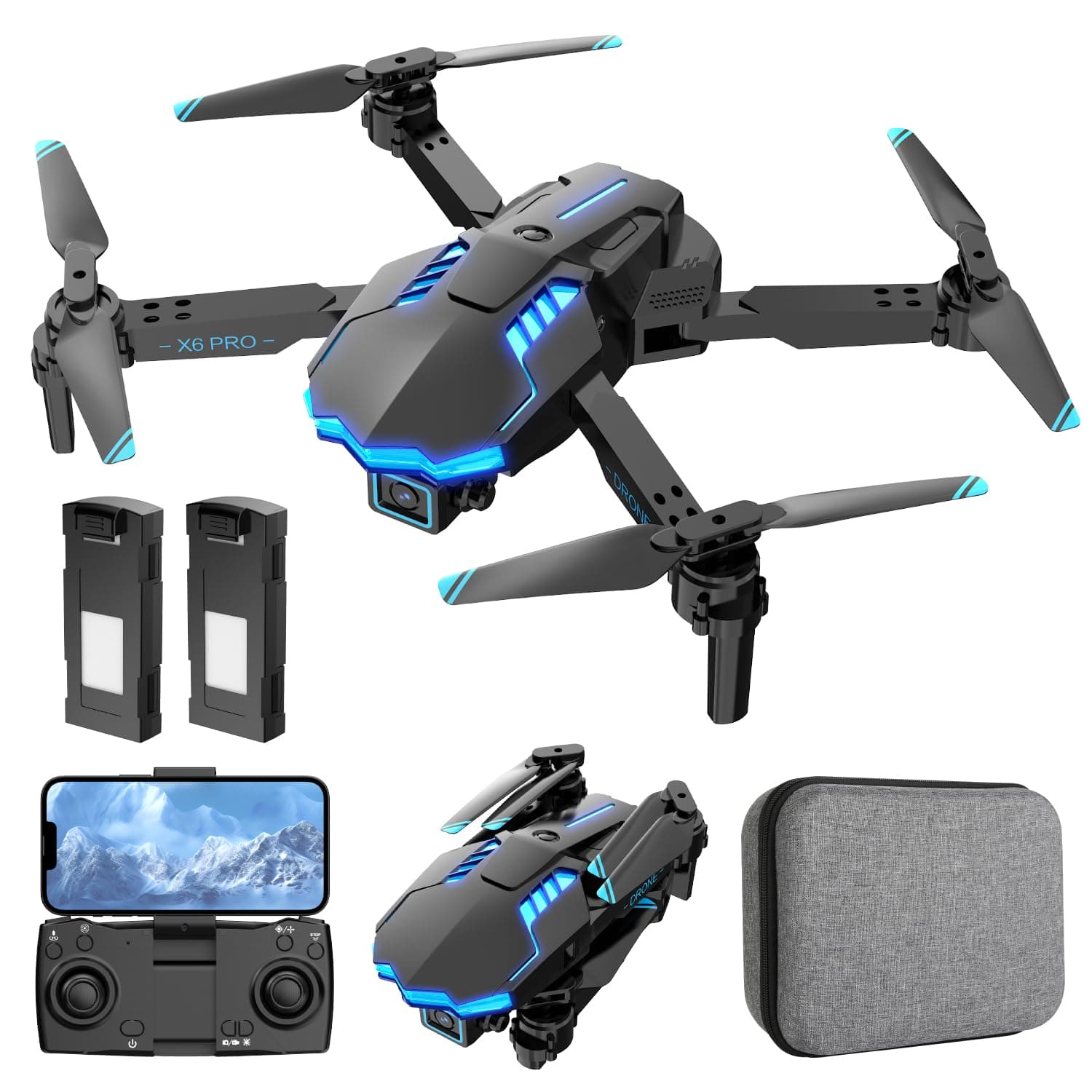 Dron con Camara 1080P para Niño y Adultos RC Quadcopter con Motor sin Escobilla Drone FPV para Principiantes con 30min de Vuelo/Altitud Retención, Juguete para Niño Regalos Cumpleaños (Grey)