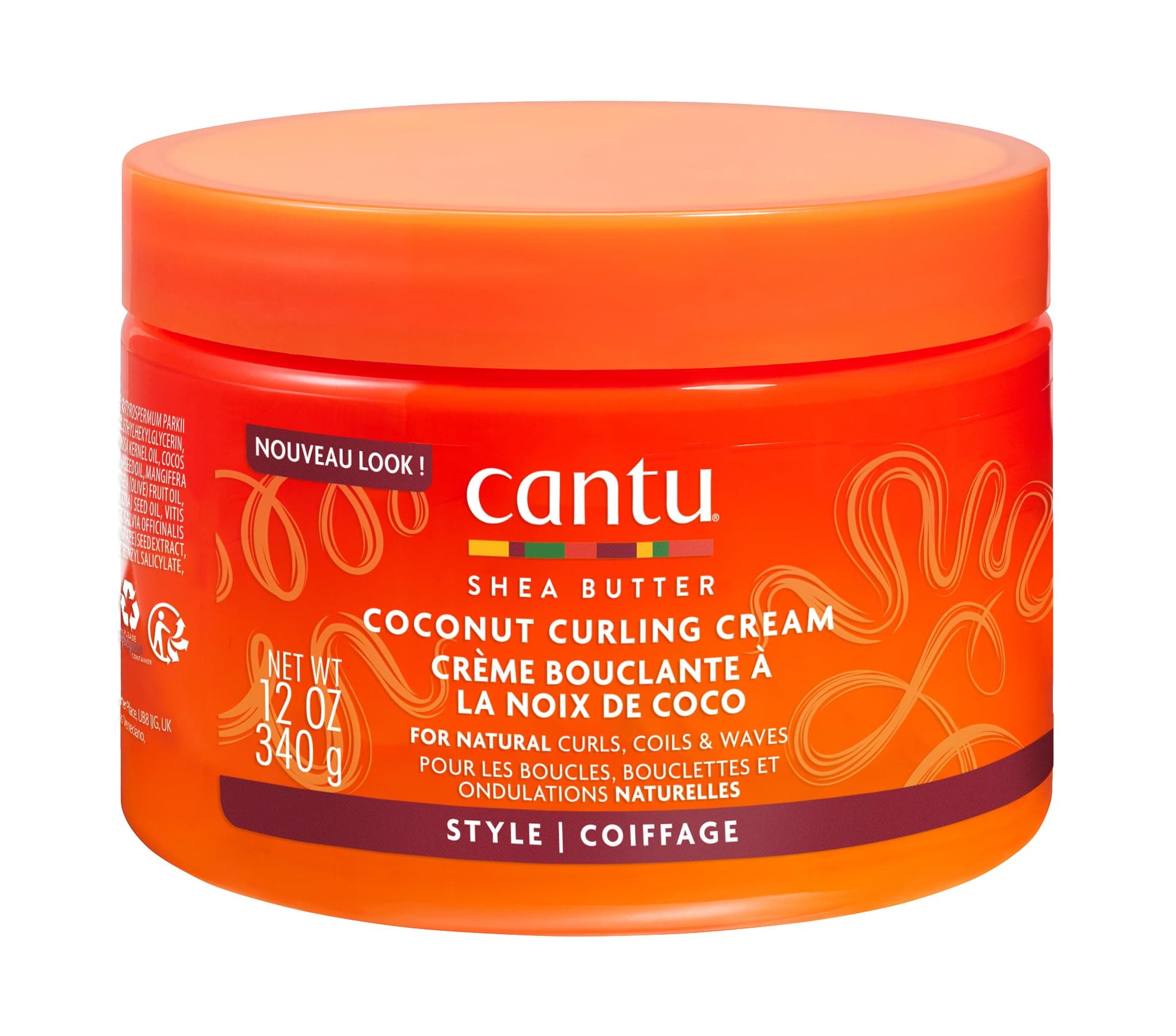 Cantu Crème Définition de Boucles, pour Cheveux Naturels, au Beurre de Karité et Noix de Coco, 340 g (l’Emballage Peut Varier)
