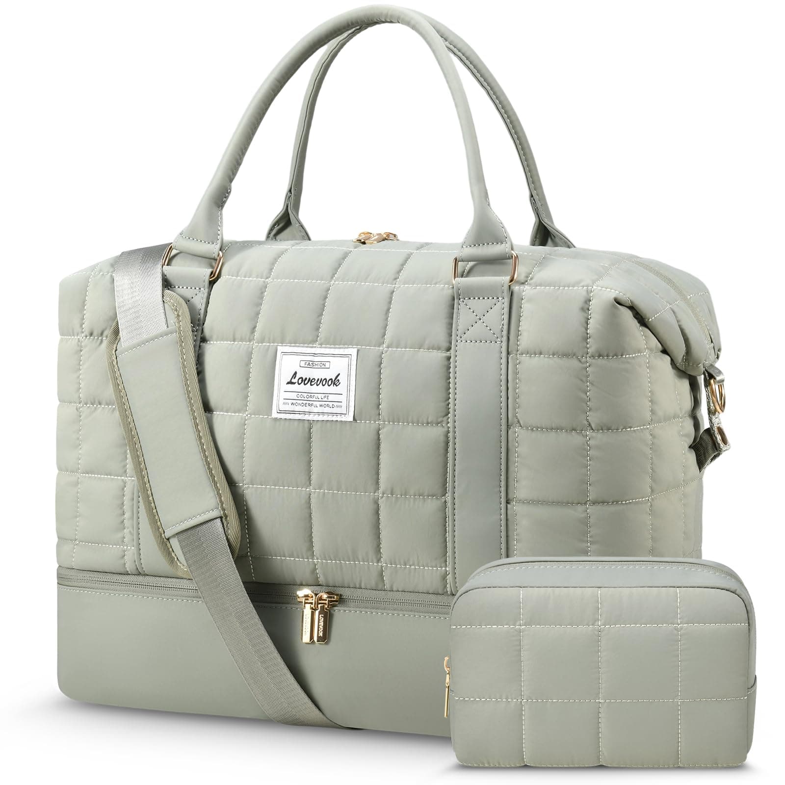 LOVEVOOK Reisetasche Damen, Leicht Puffer Weekender Handgepäck Tasche Kliniktasche Geburt Krankenhaustasche mit Schuhfach & Nassfach, Travel Bag Sporttasche für Flugzeug Reise