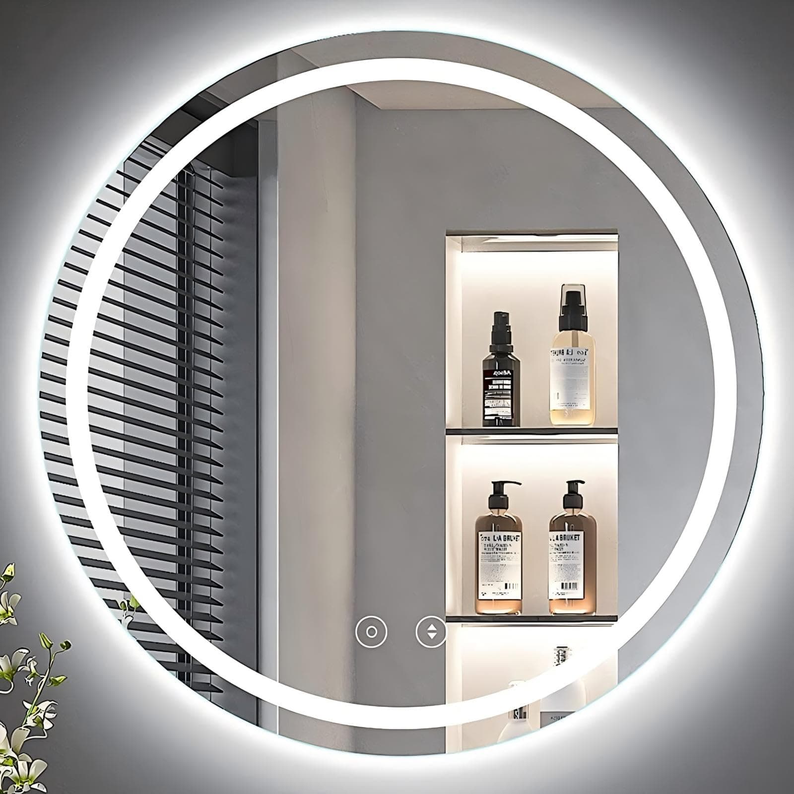 Dripex Miroir Salle de Bain avec Eclairage 60cm, Miroir LED Rond avec Anti-buée, 3 Couleurs Lumière, Dimmable, Fonction Mémoire, HD Verre Trempé, Capteur Tactile, IP44