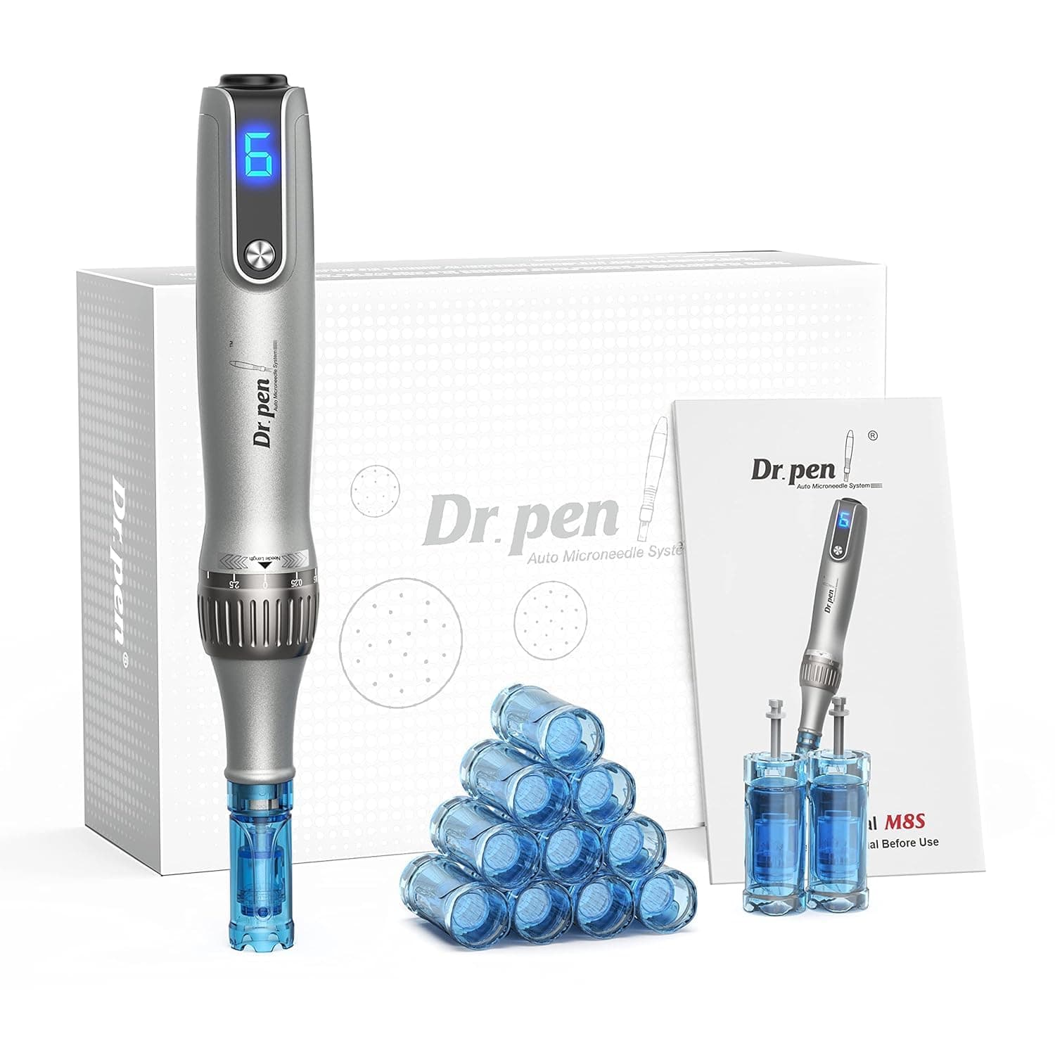 Dr. Pen Ultima M8S Microneedling Pen : Stylo de Microneedling Sans Fil - 12 Cartouches de Rechange