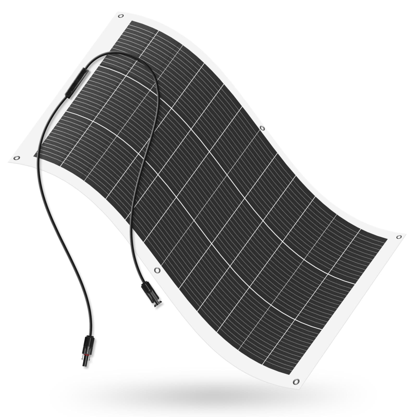 ECO-WORTHY Panel solar flexible monocristalino de 130 W, 12 V, módulo solar con cable de carga para caravana, coche, barco, baterías de 12 V