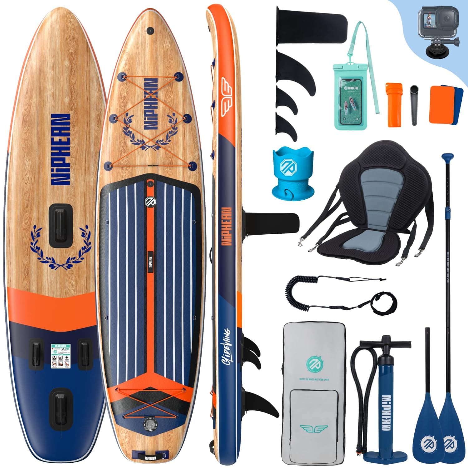 Niphean (Extra Grande) Tabla Paddle Surf Hinchable para 2+1 Personas/Familia, Paddle Surf con (Apto para Principiantes) Aleta Equilibrada, Funda Waterproof, Sup Board para Adultos, Regalo