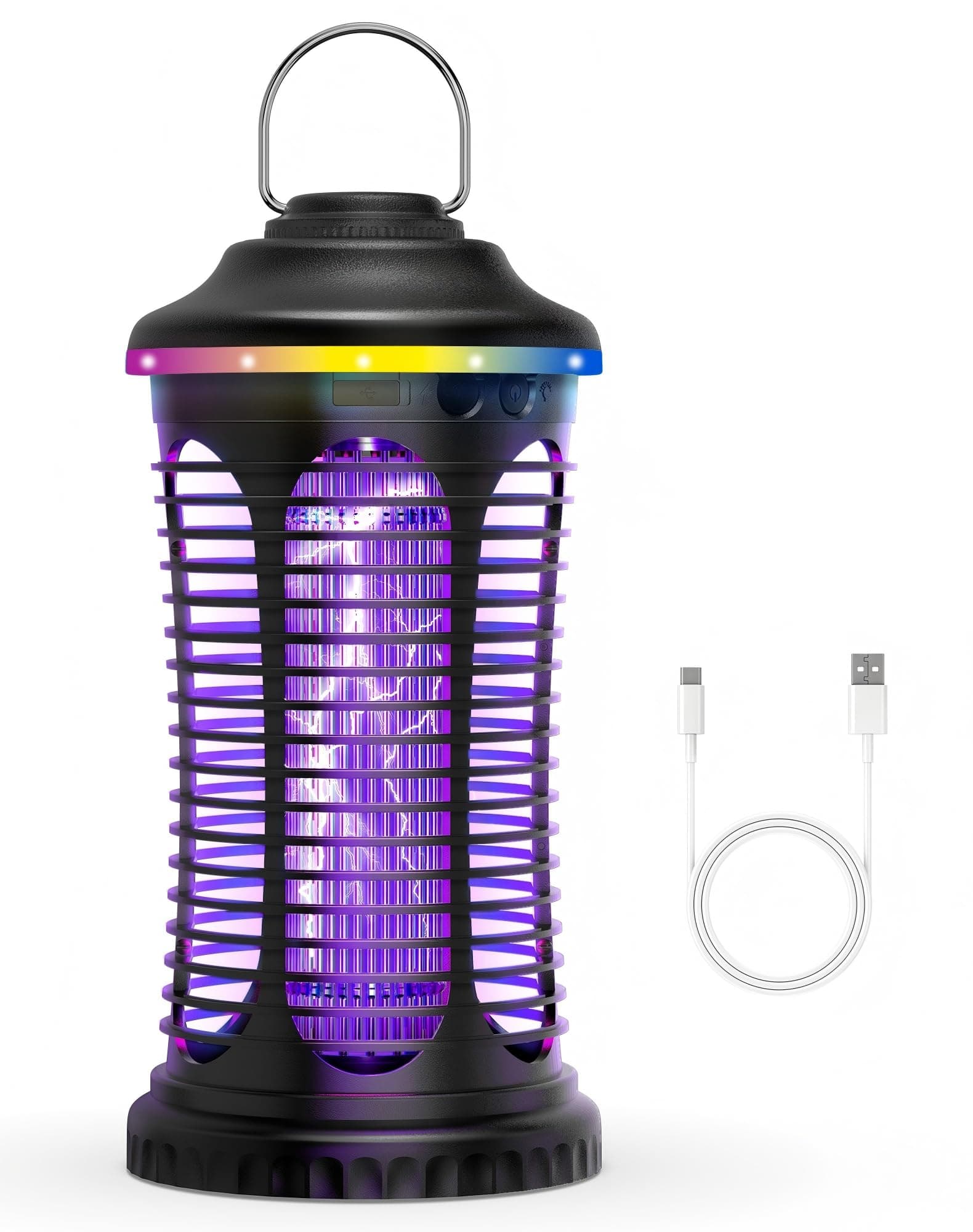 Lampada Antizanzare Elettrica, 4000mAh Zanzariera Elettrica, Trappola per Mosche per Insetti Ricaricabile USB Portatile per Casa, Cucina, Giardino, Campeggio