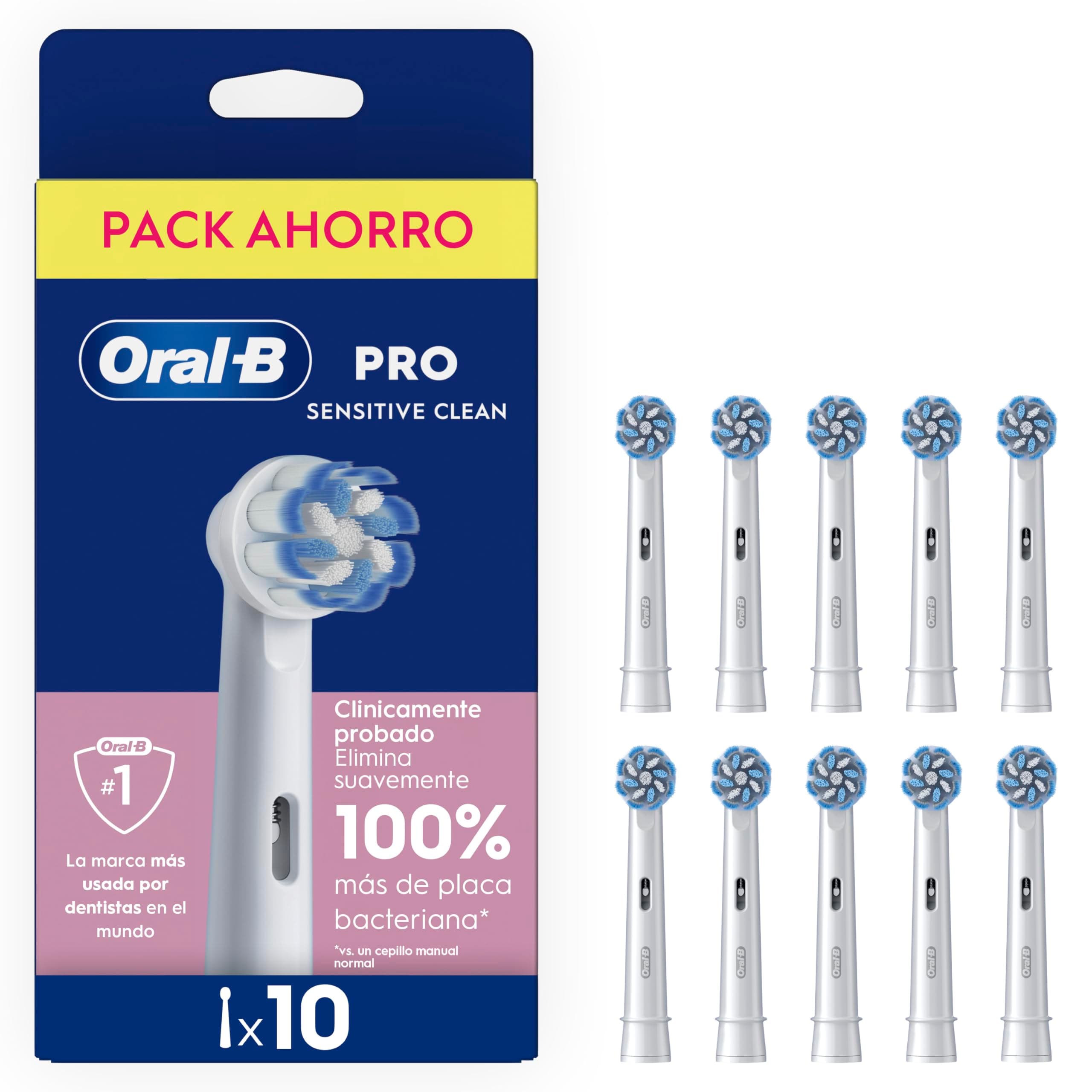 Oral-B Sensitive Clean Cabezales de Recambio Originales, Blanco, Pack de 10 | Recambios Auténticos para Cepillo Eléctrico Oral B Pro, con Filamentos Ultrasuaves en Forma de X para Encías Sensibles
