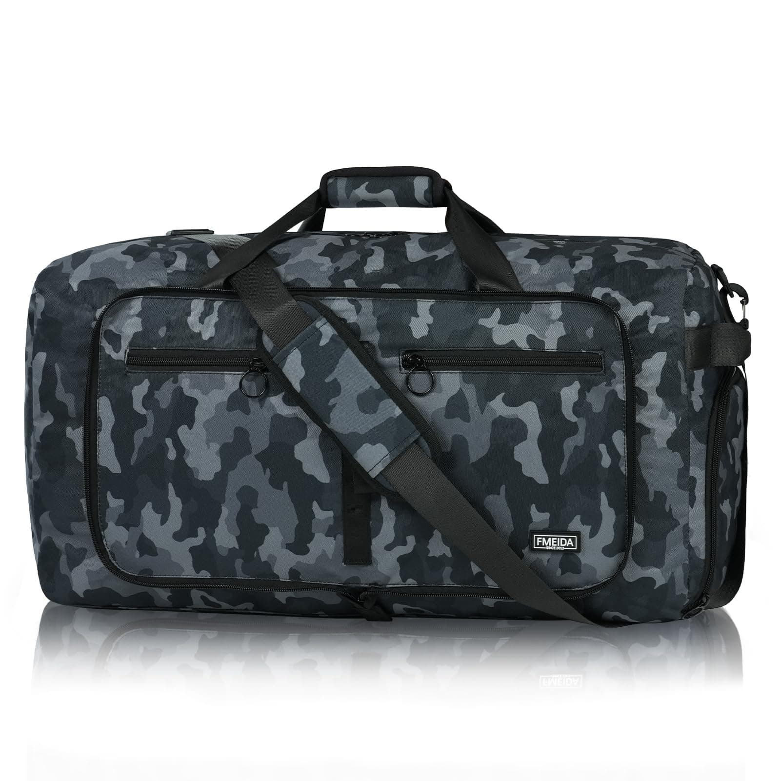 Fmeida 65L Borsone da Viaggio Pieghevole, con Scomparto Scarpe e Tracolla | Grande Borsone Palestra per Uomo e Donna, Tessuto Idrorepellente e Antistrappo, Borsa Sportiva Duffel Bag