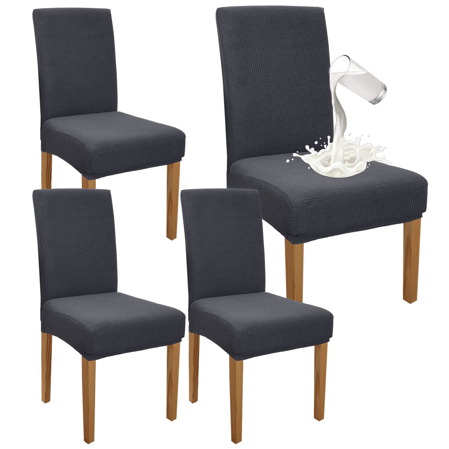 Granbest Set di 4, coprisedia per sala da pranzo, impermeabili, per sala da pranzo, per banchetti, cucina, feste (set da 4, grigio)