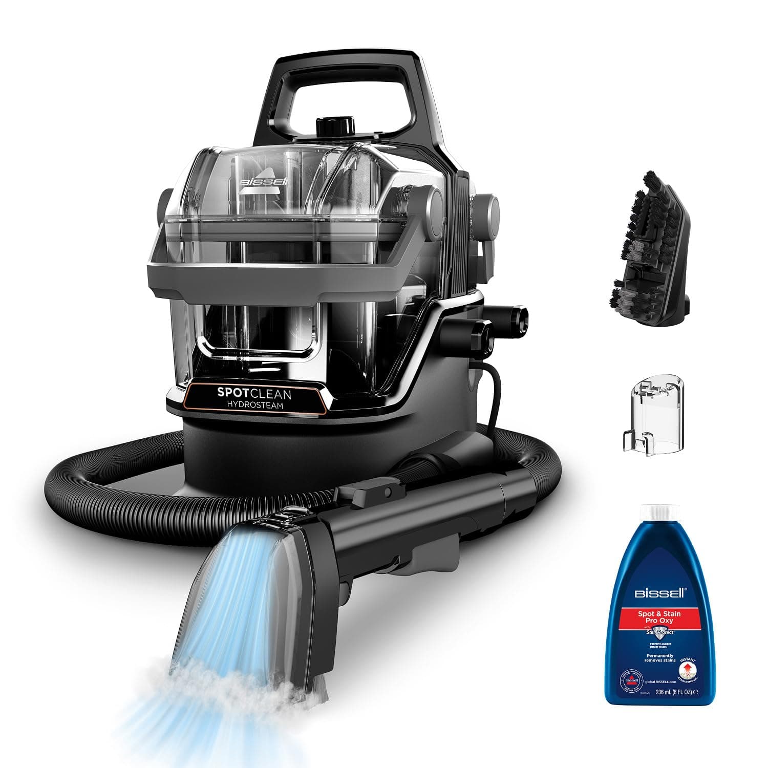 BISSELL SpotClean HydroSteam Shampouineuse Canapé 1000W 3689N | Nettoyeur vapeur avec technologie HydroSteam, pour tapis, moquettes, meubles, tissus, voiture et plus