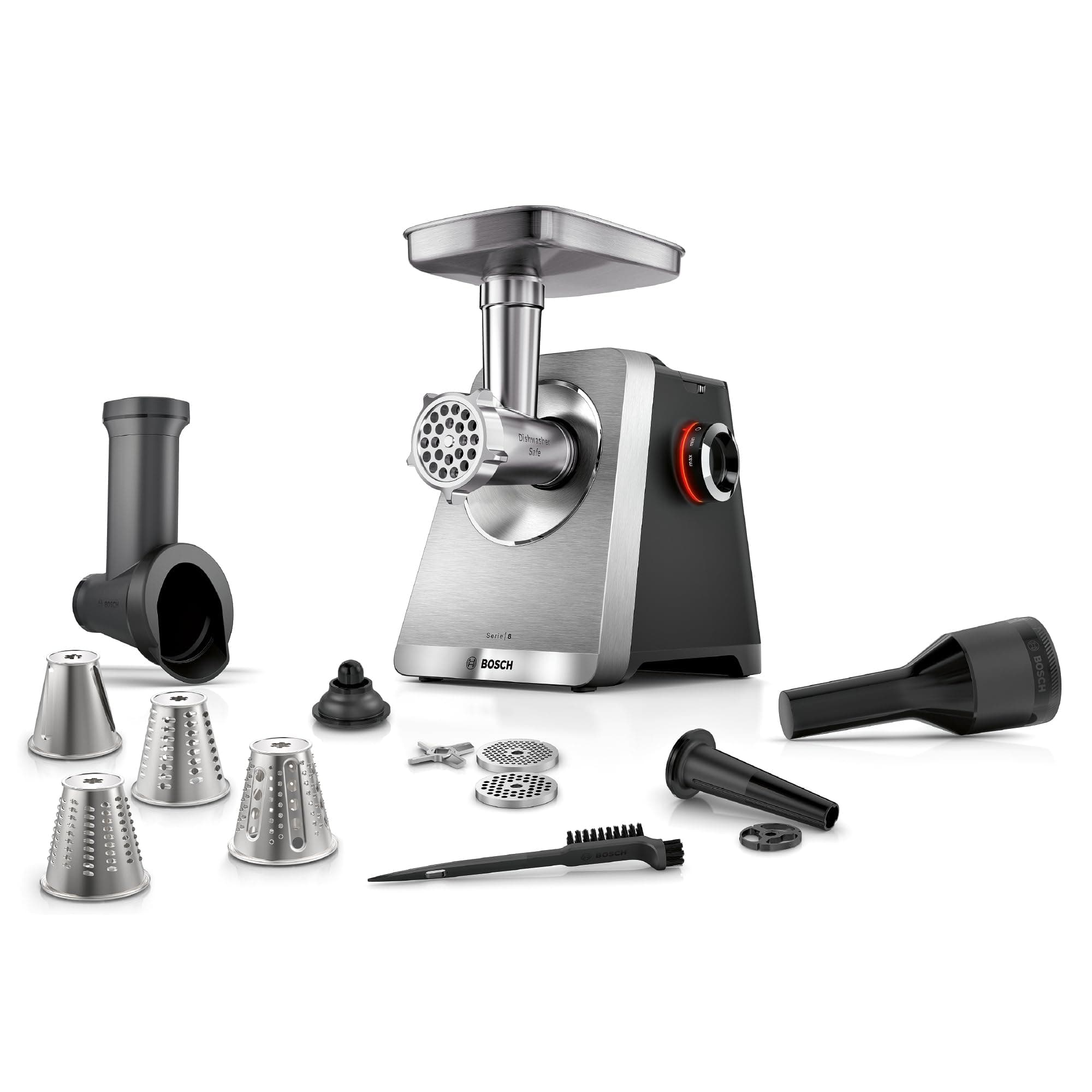 Bosch, Picadora de carne, MultiPower Serie 8, 500W, MFWS840M | Motor potente y más de 10 funciones. Pica carne, ralla verduras y mucho más.