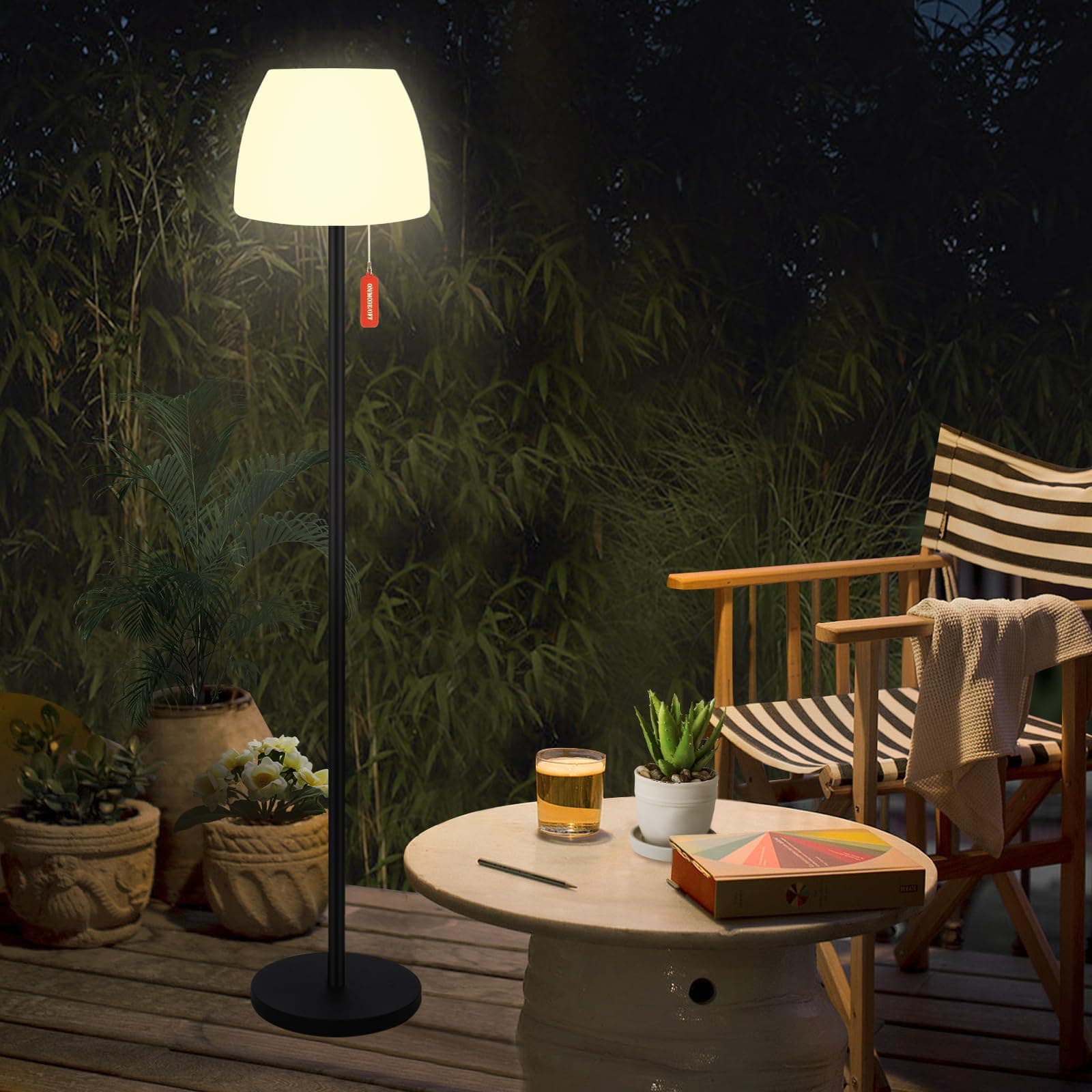 Licmic Lampe de Sol Extérieure Solaire avec Détecteur de Lumière, Réglable en Blanc Chaud et RGB - Lampe de Sol Sans Fil Rechargeable par Batterie - Étanche LED pour Terrasses, Jardin