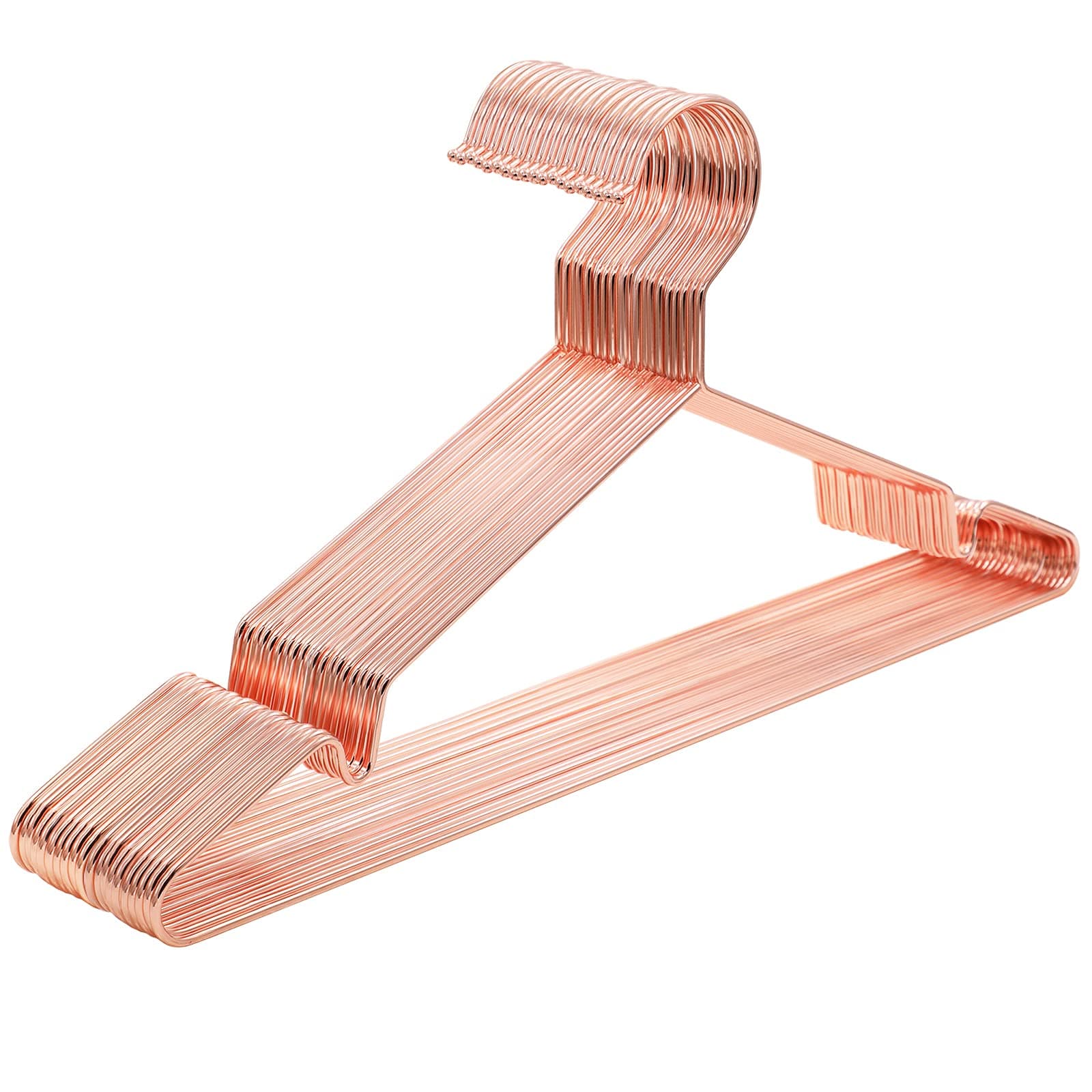 SONGMICS Kleiderbügel aus Metall, 20 Stück, stilvoll verchromt, rostbeständig, platzsparend, 42 cm lang, Roségold CRI44R20