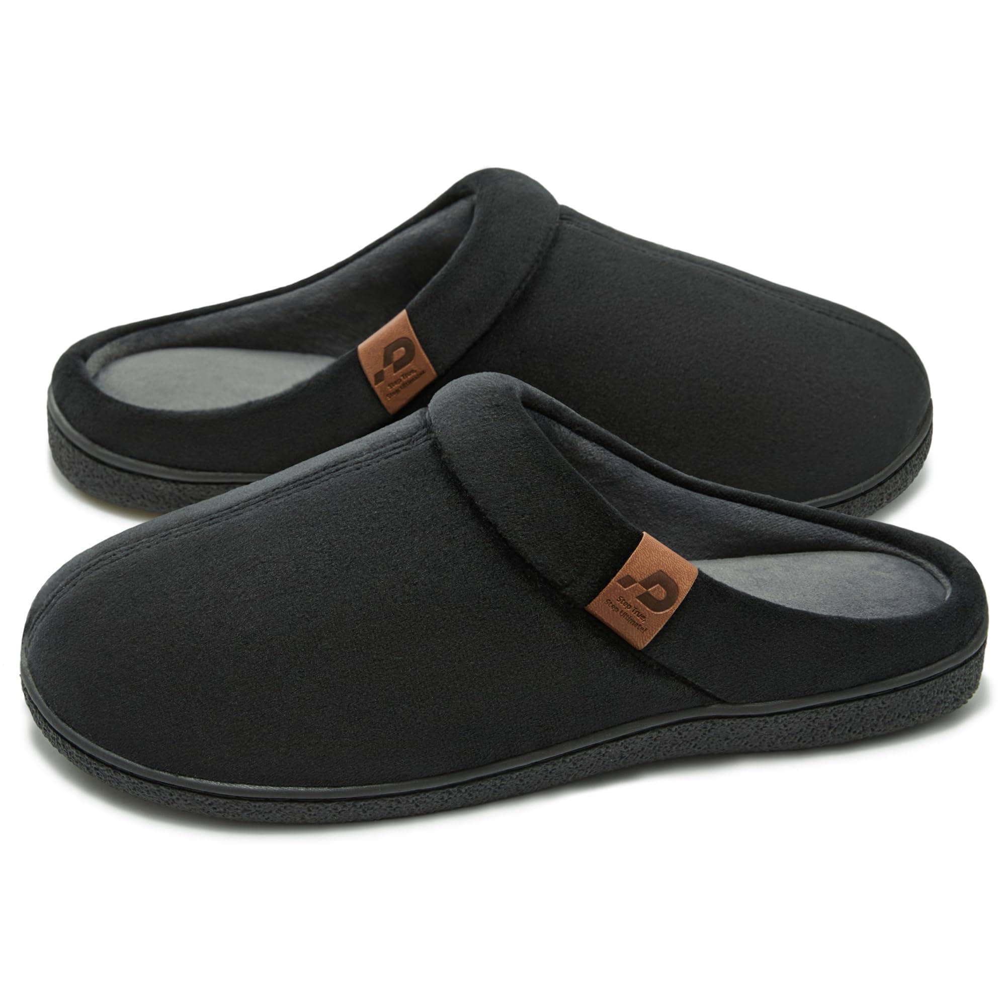 Donpapa Chausson Homme à Chaussant Large Hiver Chaud Pantoufle Memory Foam | Doublure en Sherpa Ultra Douce, Comme un Nuage, Antidérapant, Lavable En Machine, Intérieur Extérieur