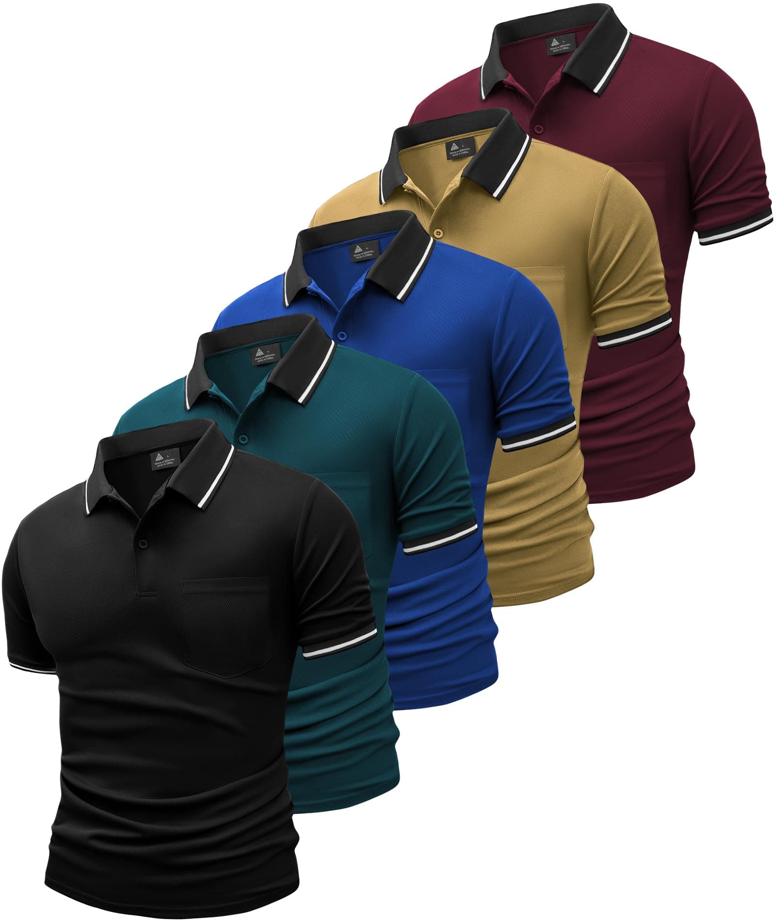 SwissWell Polo Uomo Maniche Corte Pacco da 5 Polo da Golf Tennis T Shirt Leggera e Traspirante