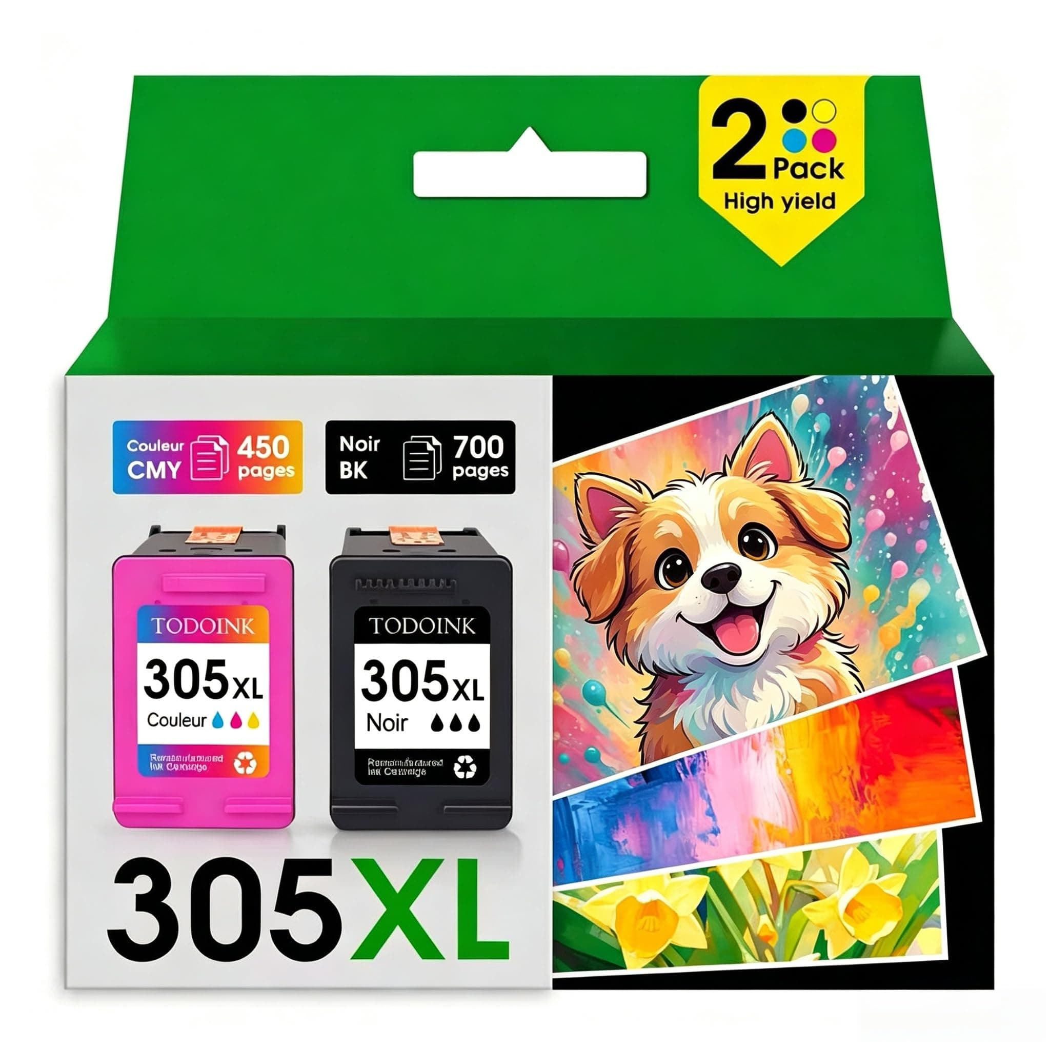 TODOINK 305XL Compatible avec Les Cartouches HP 305 Noir et Couleur pour Les imprimantes DeskJet 2820e 2720e 2720 2710e DeskJet Plus 4130 4120 4110 Envy 6020e 6022e 6030e Plus 6430e Noir et Couleur