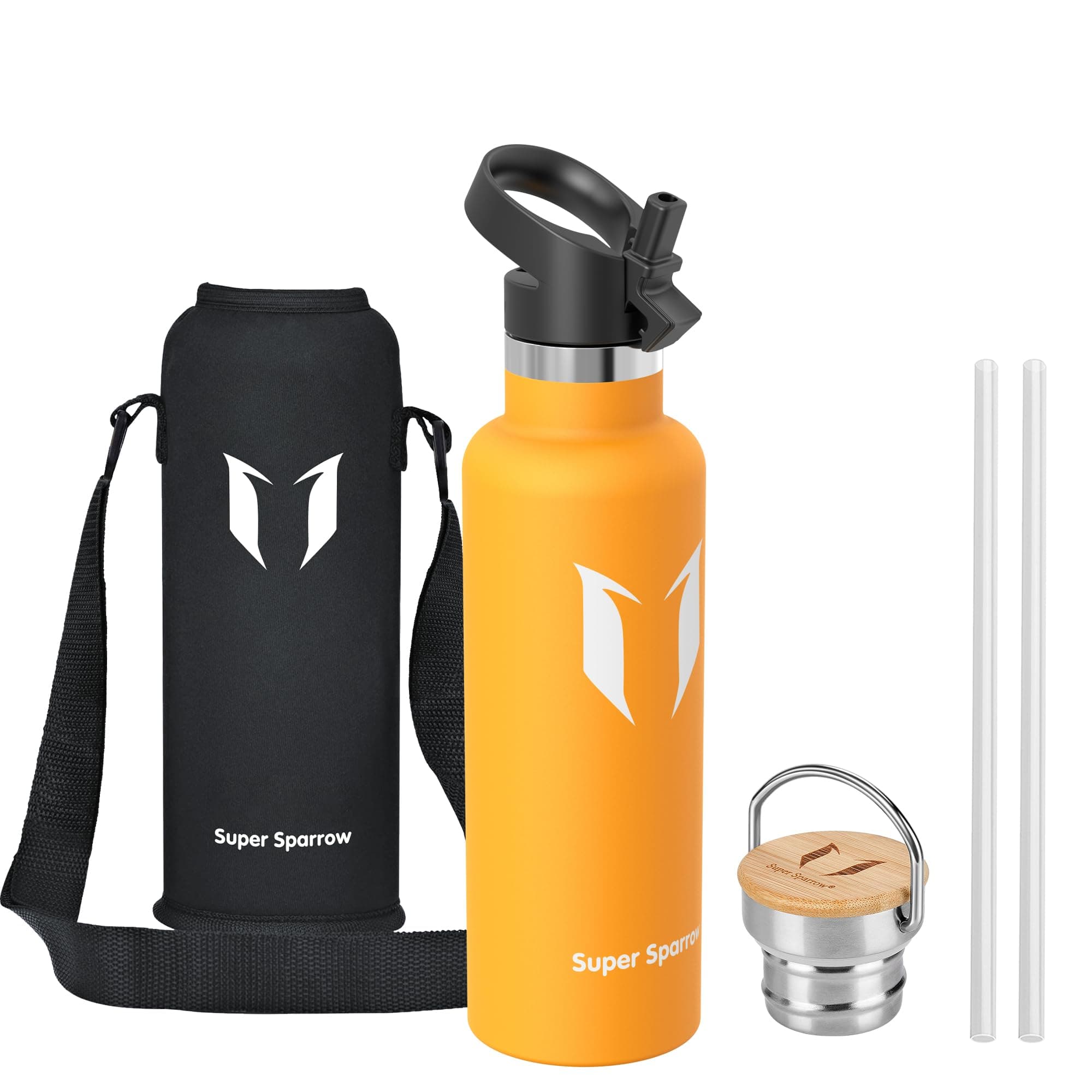 Super Sparrow Botella Agua Acero Inoxidable - Botella Agua Niños - 500ml/750ml/1L - Botella Termica Boca Estándar - Sin BPA, para Niños & Adultos, Deporte, Oficina, Yoga, Ciclismo