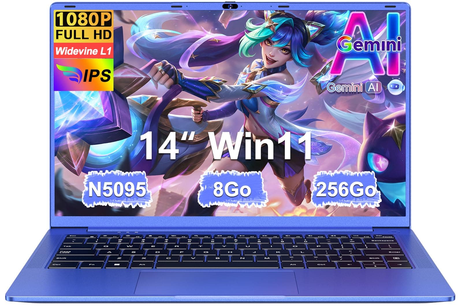 Ordinateur Portable 14 Pouces Celeron N5095(jusqu'à 2,9 GHz)8Go RAM Win11 256Go SSD Extension1To 5G WiFi 1920x1080FHD PC Portable avec Souris sans Fil qwerty Clavier AZERTY Membranedu Clavier-Violet13