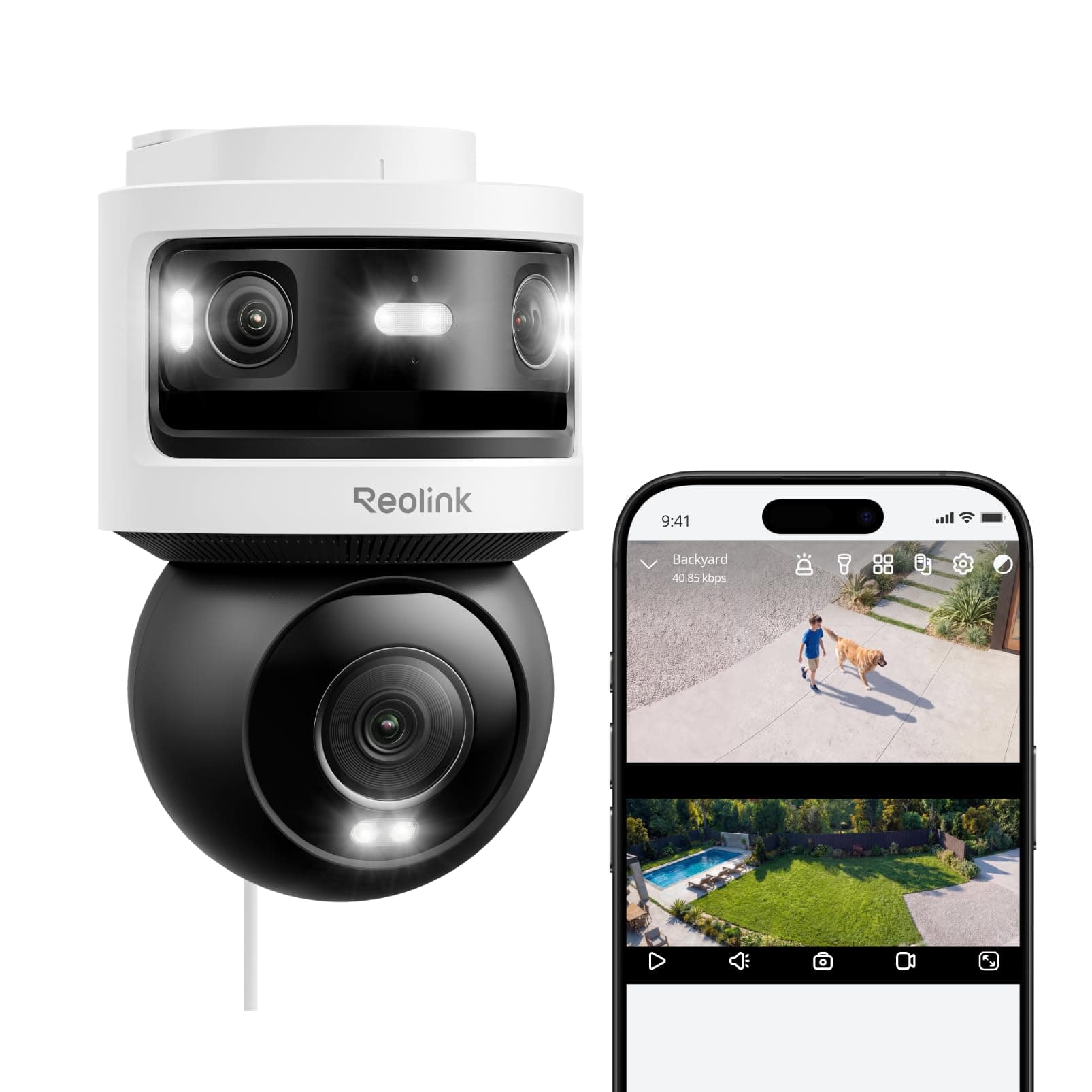 Reolink OMVI 3i WiFi, WLAN Kamera Outdoor, 10MP+8MP Dreifachobjektiv | 10MP 180° Panorama & 4K PT, SyncTrack & Auto-Tracking, 5GHz Wi-Fi 6, Überwachungskamera Aussen, KI-Videosuche, 24/7 Aufnahme