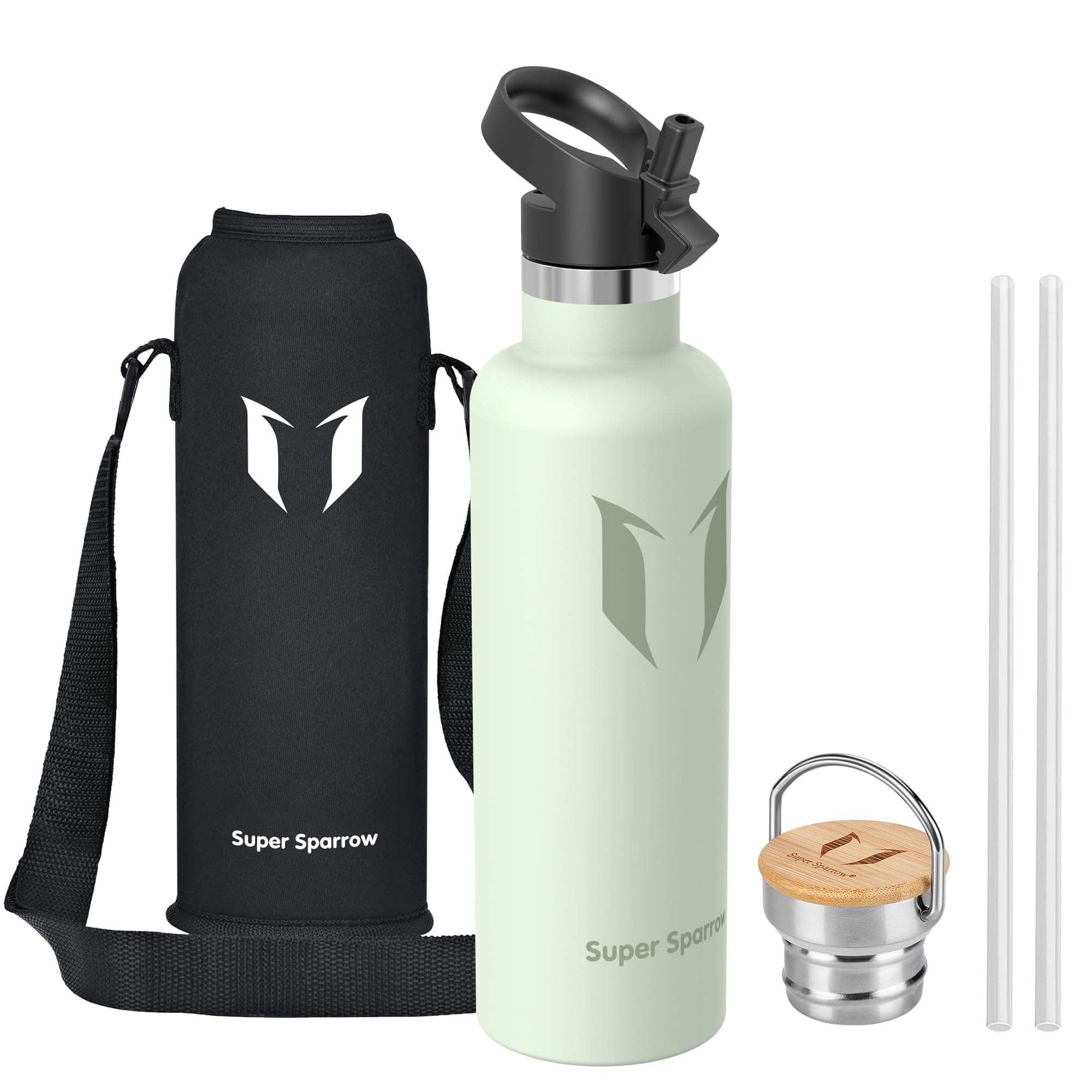 Super Sparrow Gourde Isotherme - Bouteille Isotherme - 500ml/750ml/1L - Étanche Sport Gourde INOX Bouche Standard - Gourde Enfant sans BPA- Pour Plein Air & Quotidien - Avec 2 Bouchons