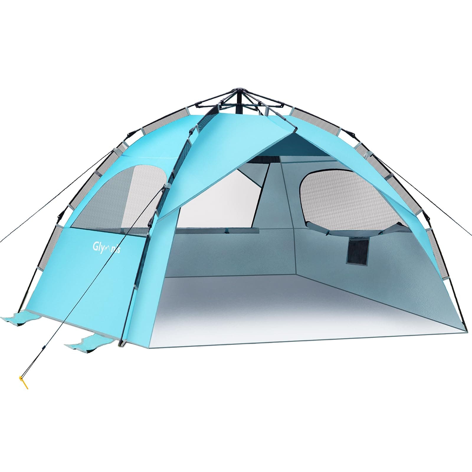 Glymnis Tente de Plage 4-6 Personnes Pop Up Tente de Plage hydraulique Automatique Abri Solaire Portable UPF 50+ Protection UV