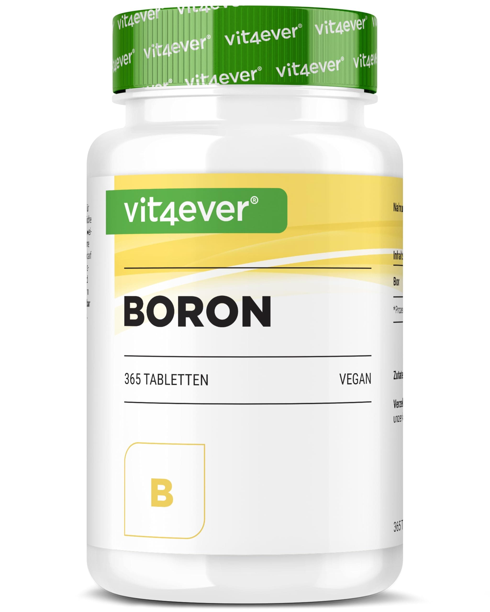 Vit4ever Boron - 3 mg reines Bor je Tablette - 365 Tabletten im Jahresvorrat - Ohne unnötige Zusätze - Hochdosiert - Vegan