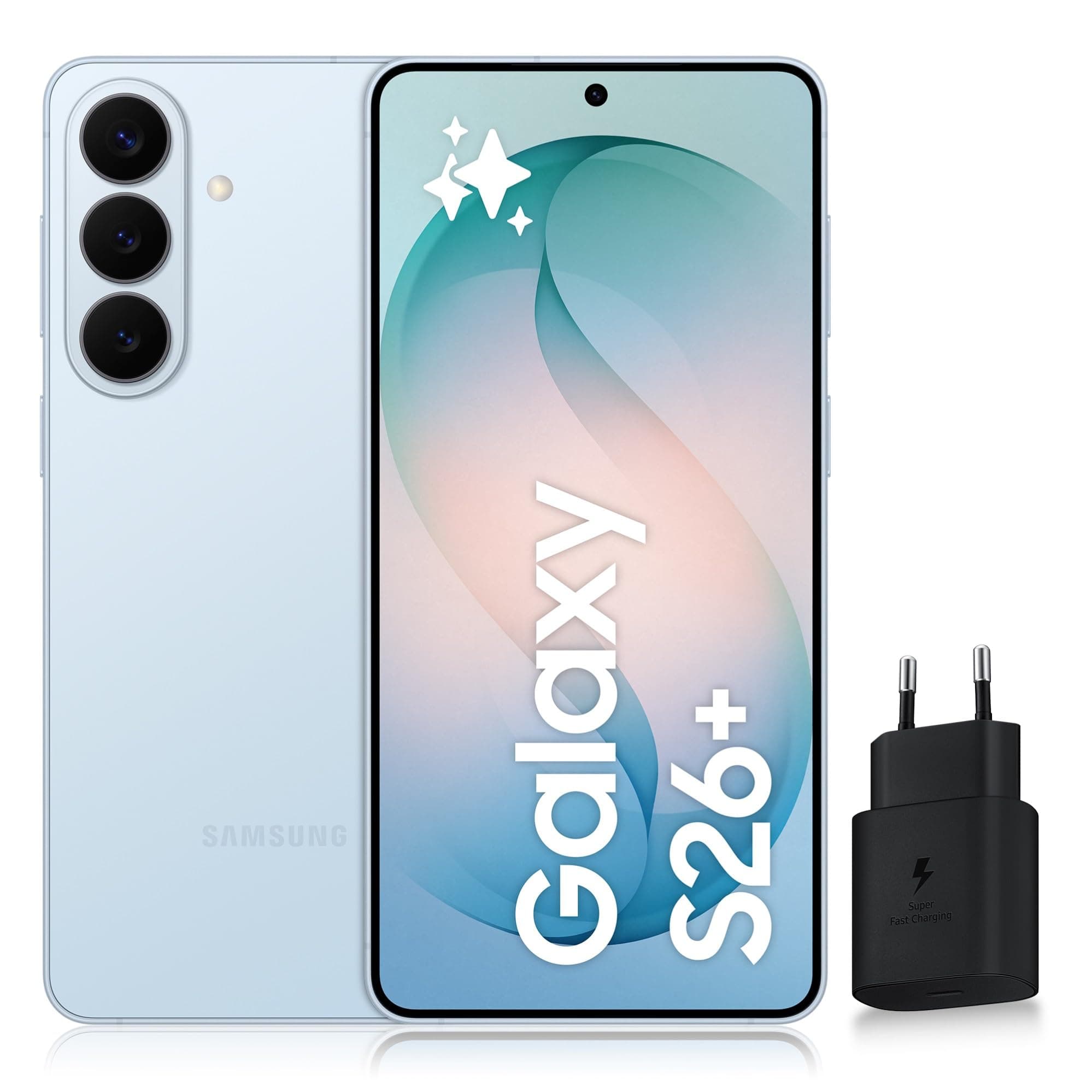 Samsung Galaxy S26+, Smartphone Android 5G avec Galaxy AI, 256 Go, Chargeur Secteur Rapide 25W Inclus, Smartphone déverrouillé, Bleu, Version FR
