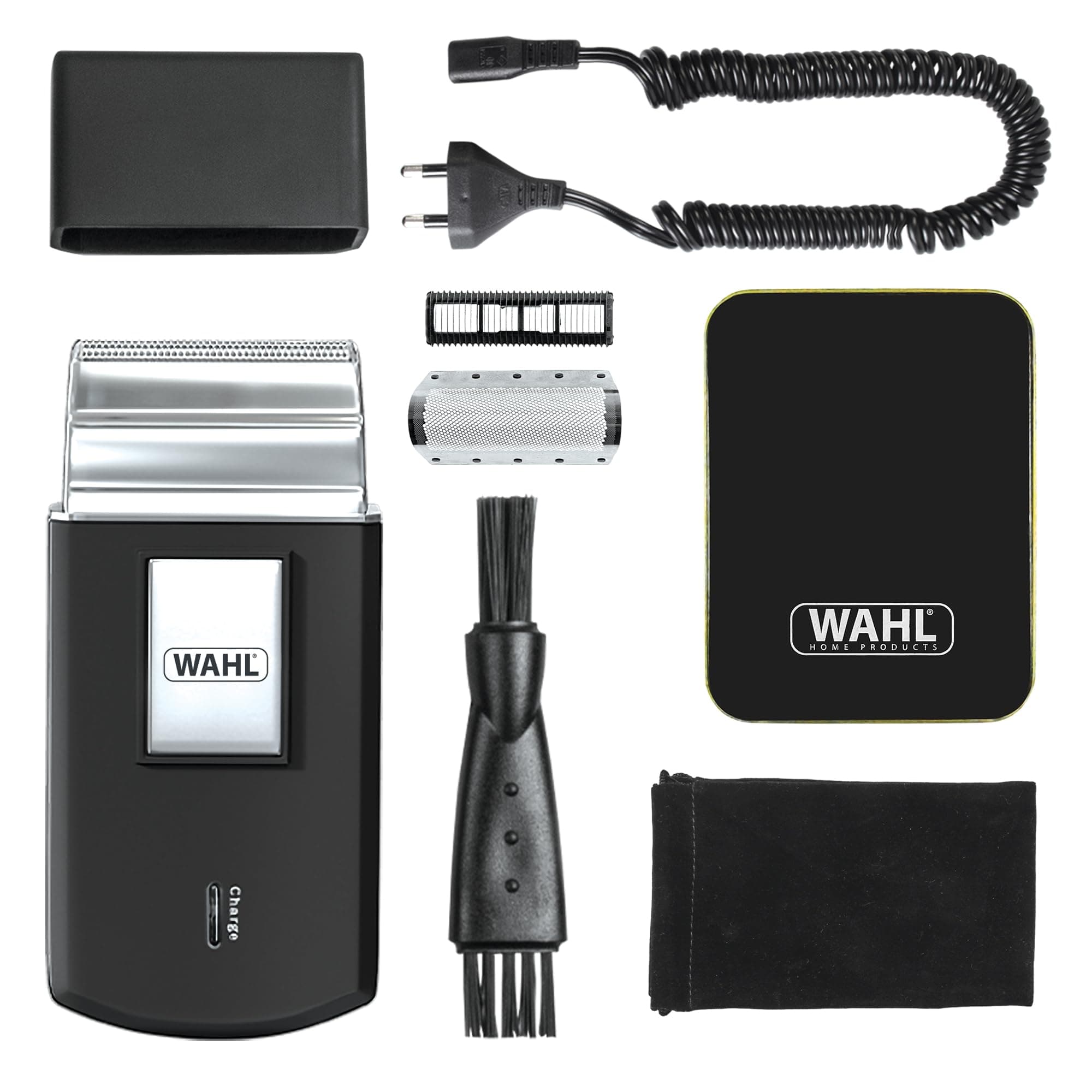 Wahl Travel Shaver Rasoio elettrico senza fili e ricaricabile per uomini, ottimo per i viaggi, per tagliare i capelli e la barba, compatto e portatile