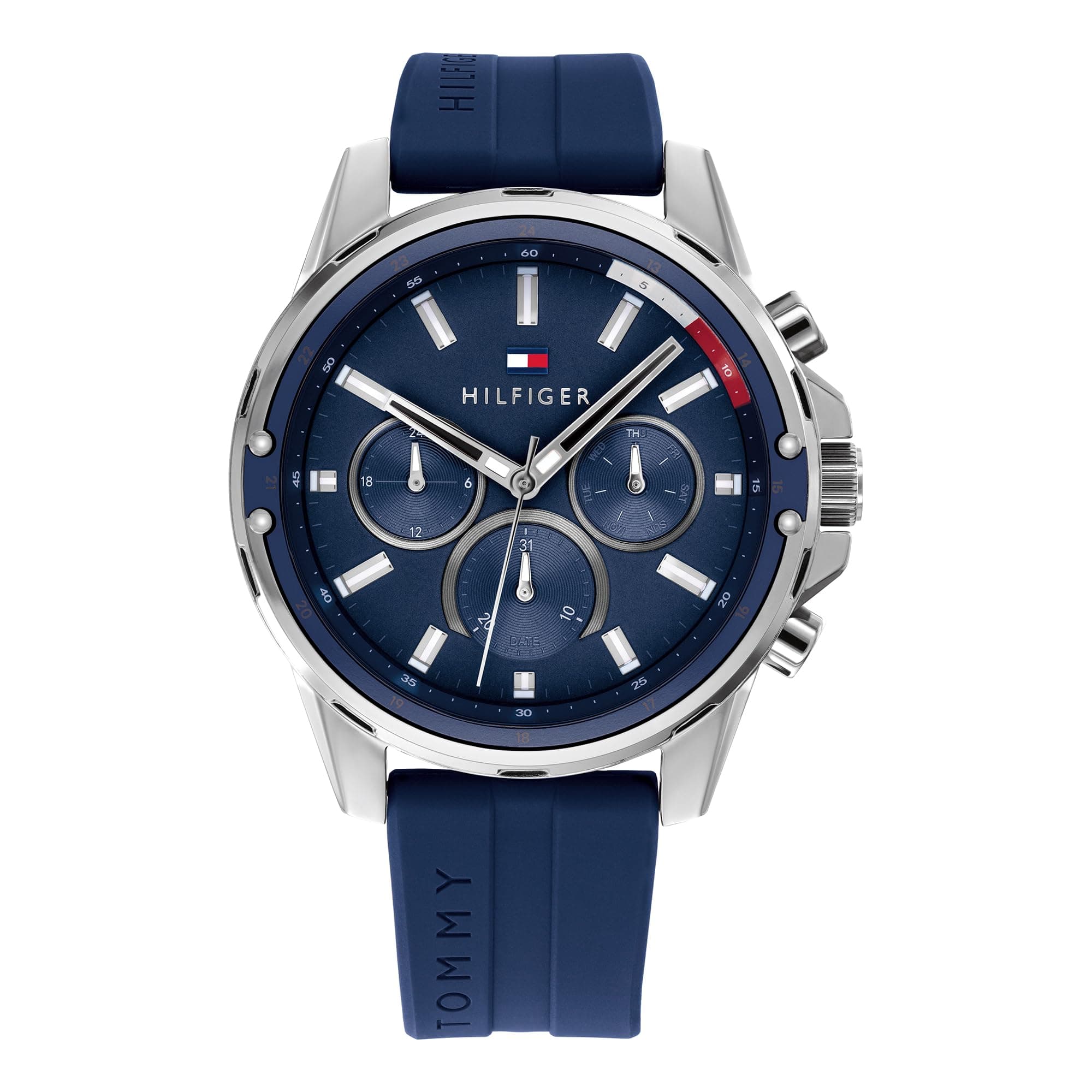 Tommy Hilfiger Reloj Analógico de Cuarzo Multifunción para Hombre con Correa en Acero Inoxidable o en Silicona
