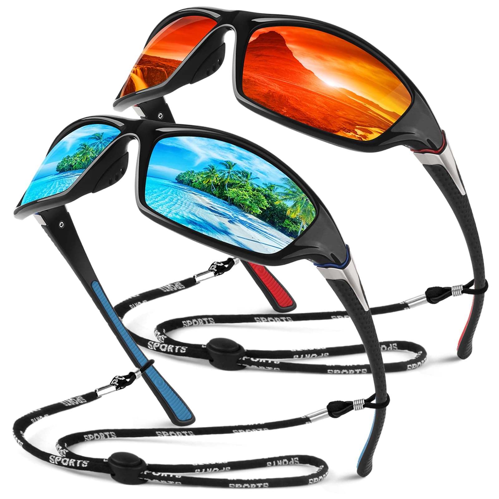 Sunier Lunettes de Soleil Polarisées pour Homme Femme,Sportives Lunettes de Conduite Pêche Vélo Anti-UV Lunettes de Soleil
