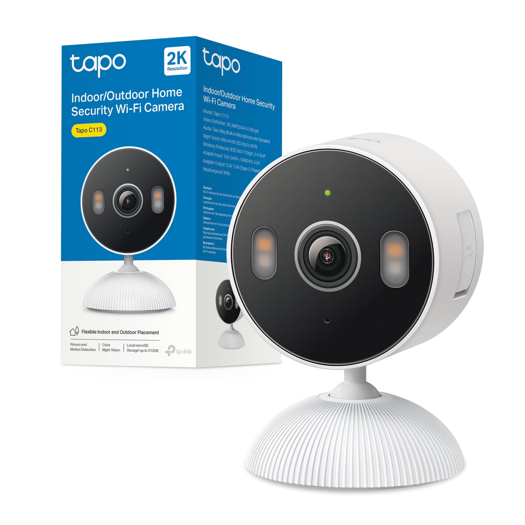 Tapo C113 – Smart Camera 2K 3MP | Indoor/Outdoor IP65, AI Detection, Color Night Vision, Two-Way Audio, Local/Cloud Storage