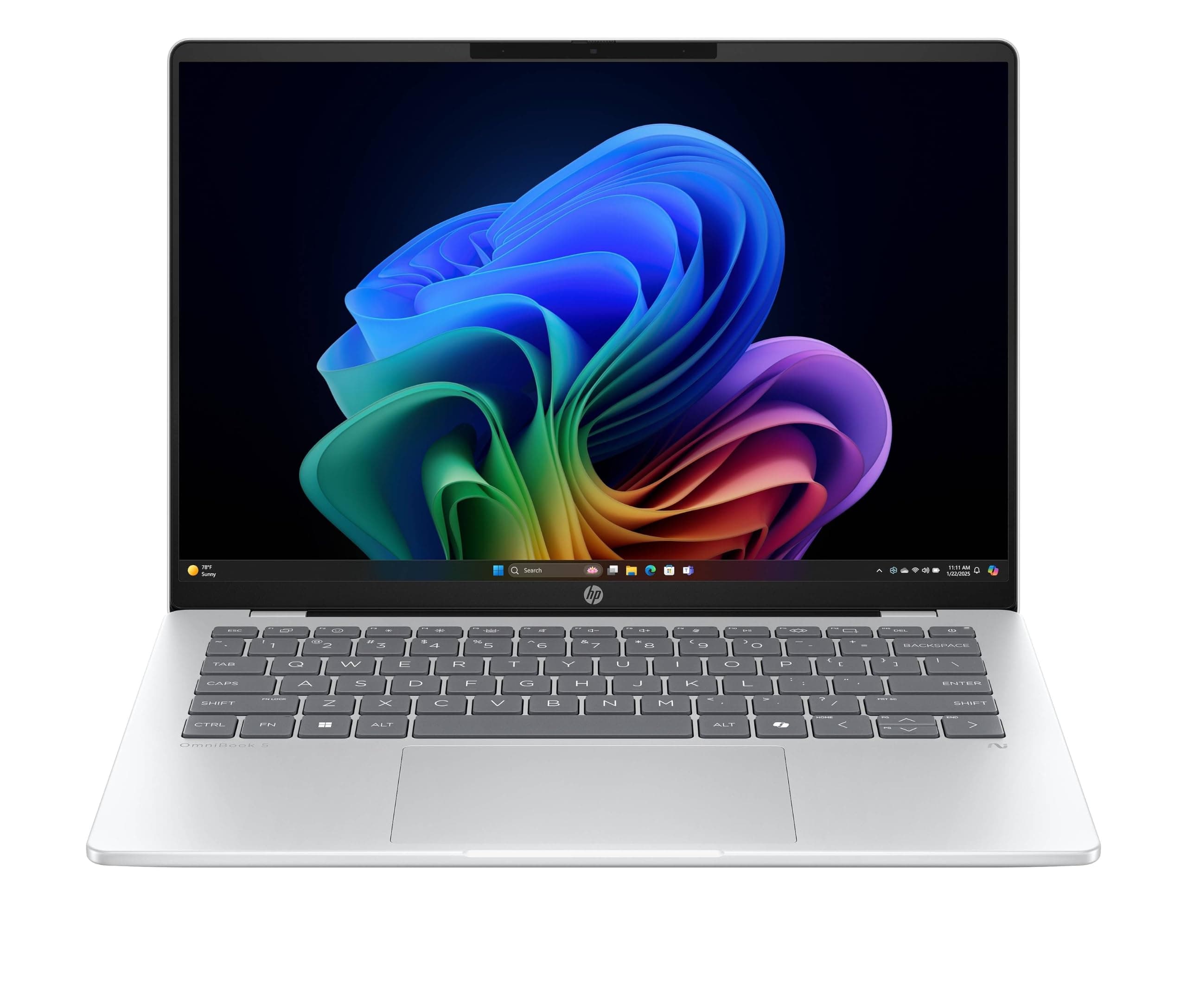 HP OmniBook 5 AI PC 14-he0000slx, Notebook, Snapdragon X X1 26 100, 16 GB RAM, 512 GB, Grafica integrata, Display 14" 2K OLED 300 nits, Copilot+ PC, Laptop, Windows 11, Portatile, Argento