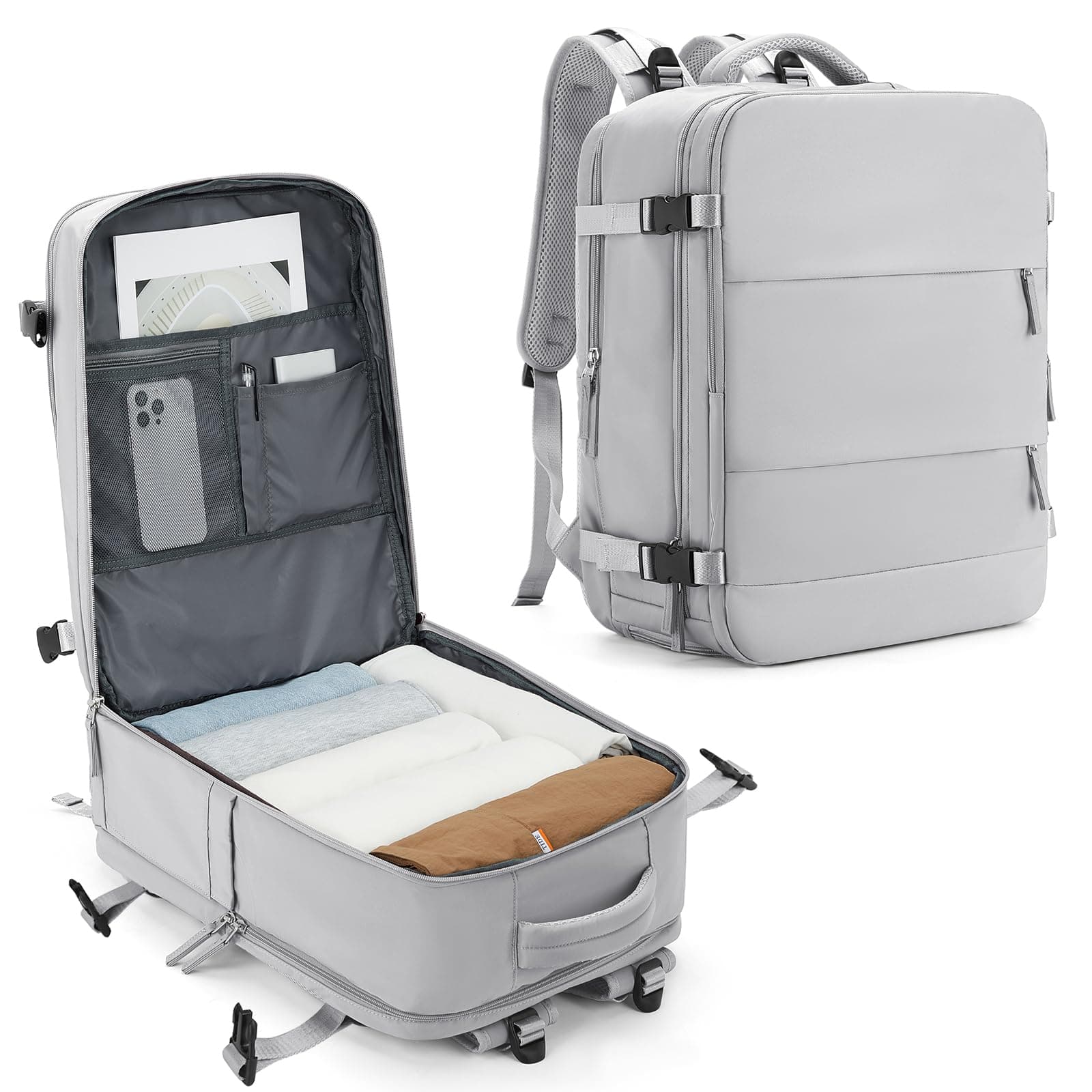 SZLX Zaino Ryanair 40x30x20 Sottovuoto con Pompa Zaino Ryanair 40x20x25 Donna Zaino da Viaggio Wizzair Bagaglio a Mano Uomo per Laptop da 14 Pollici Borse da Cabina 45x36x20 Easyjet con Porta Scarpe