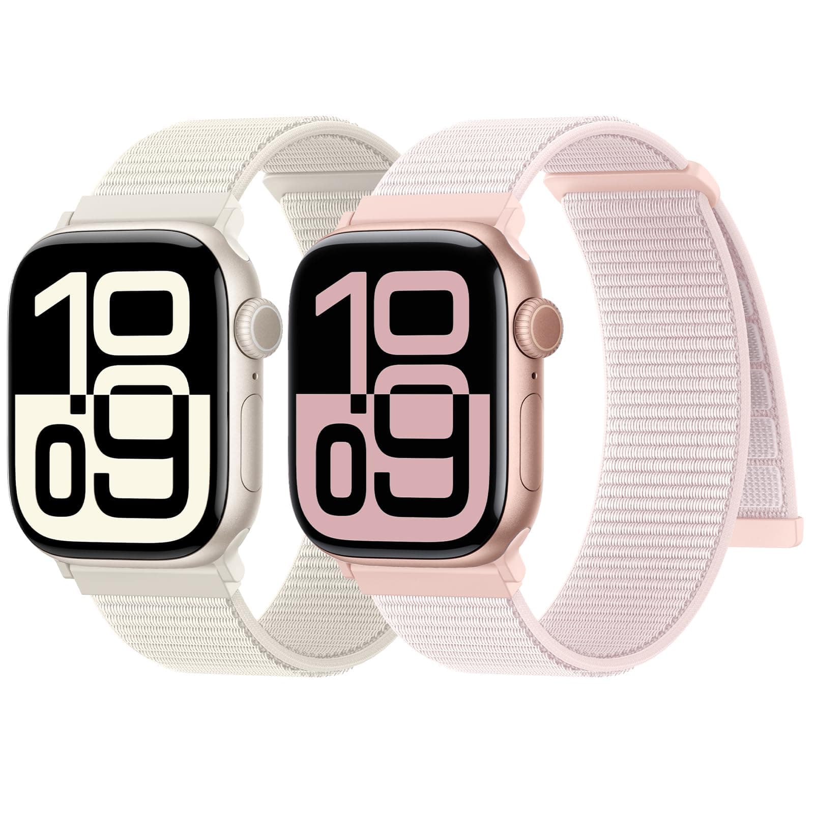 Confezione 2 Cinturini Nylon Compatibile con Cinturino Apple Watch 44mm 40mm 41mm 42mm 45mm 46mm 49mm 38mm, Sportivo Morbido Traspirante Regolabile per iWatch 11 10 9 8 7 6 5 4 3 2 1 SE Ultra 1/2/3