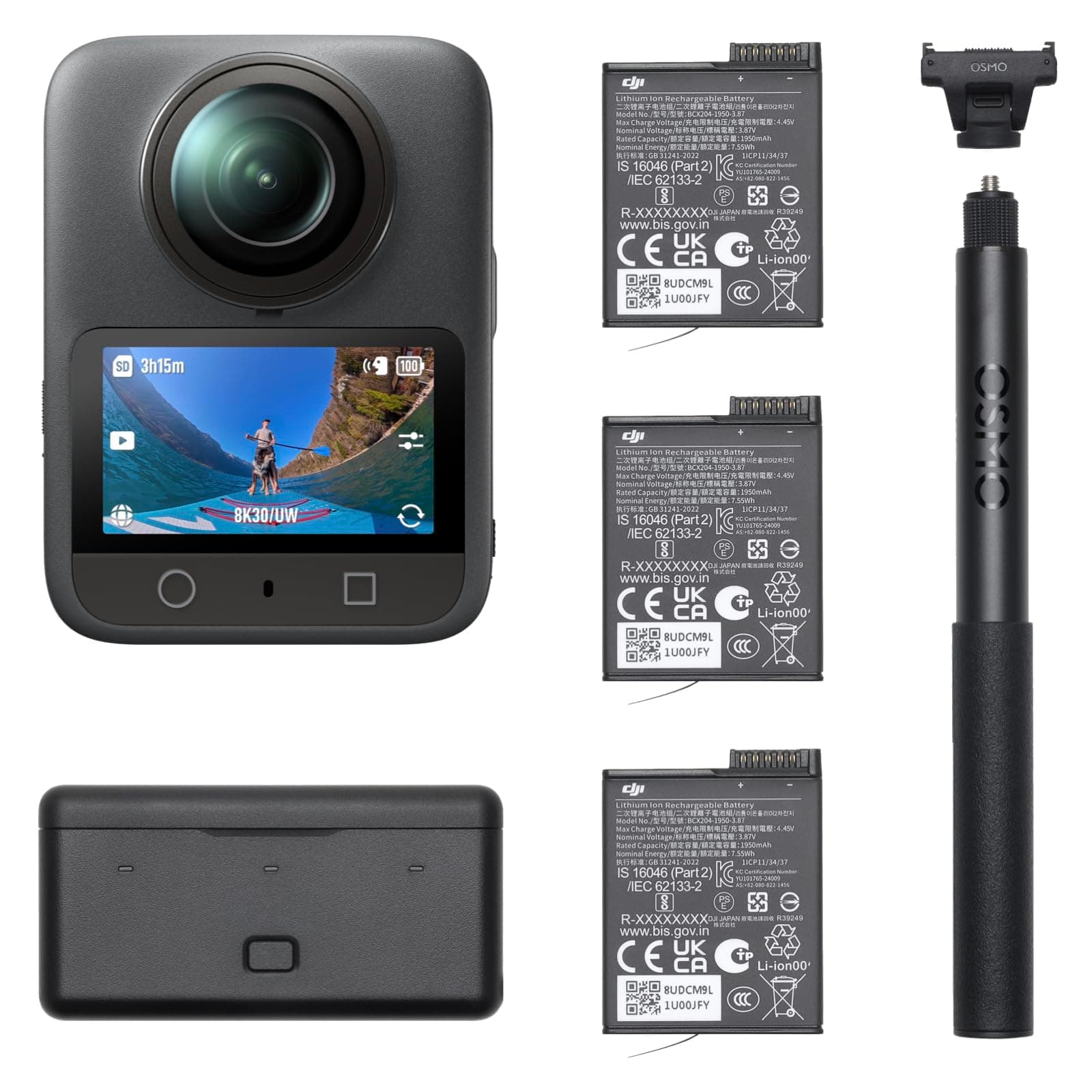 DJI Osmo 360 Adventure Combo – 360 Kamera mit 1-Zoll Sensor, 8K-360° Video, 4K/120fps & 170° Sichtfeld, 120MP Fotos, Action Cam & Vlog Kamera, Magnetischer Schnellwechsel, 3 Akkus & Ladeetui