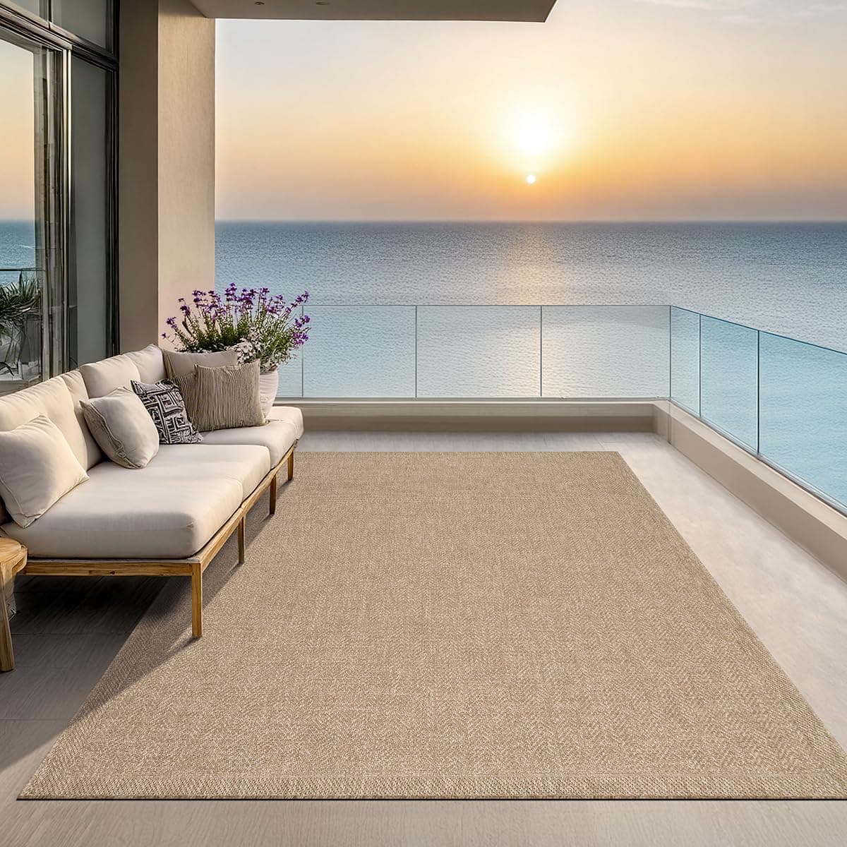 the carpet Kansas – Tapis intérieur Confortable et élégant pour Salon, Chambre ou Couloir, Doux et Chaleureux, Facile à Nettoyer, Style Jute Naturel, également adapté pour l’extérieur, 200 x 290 cm