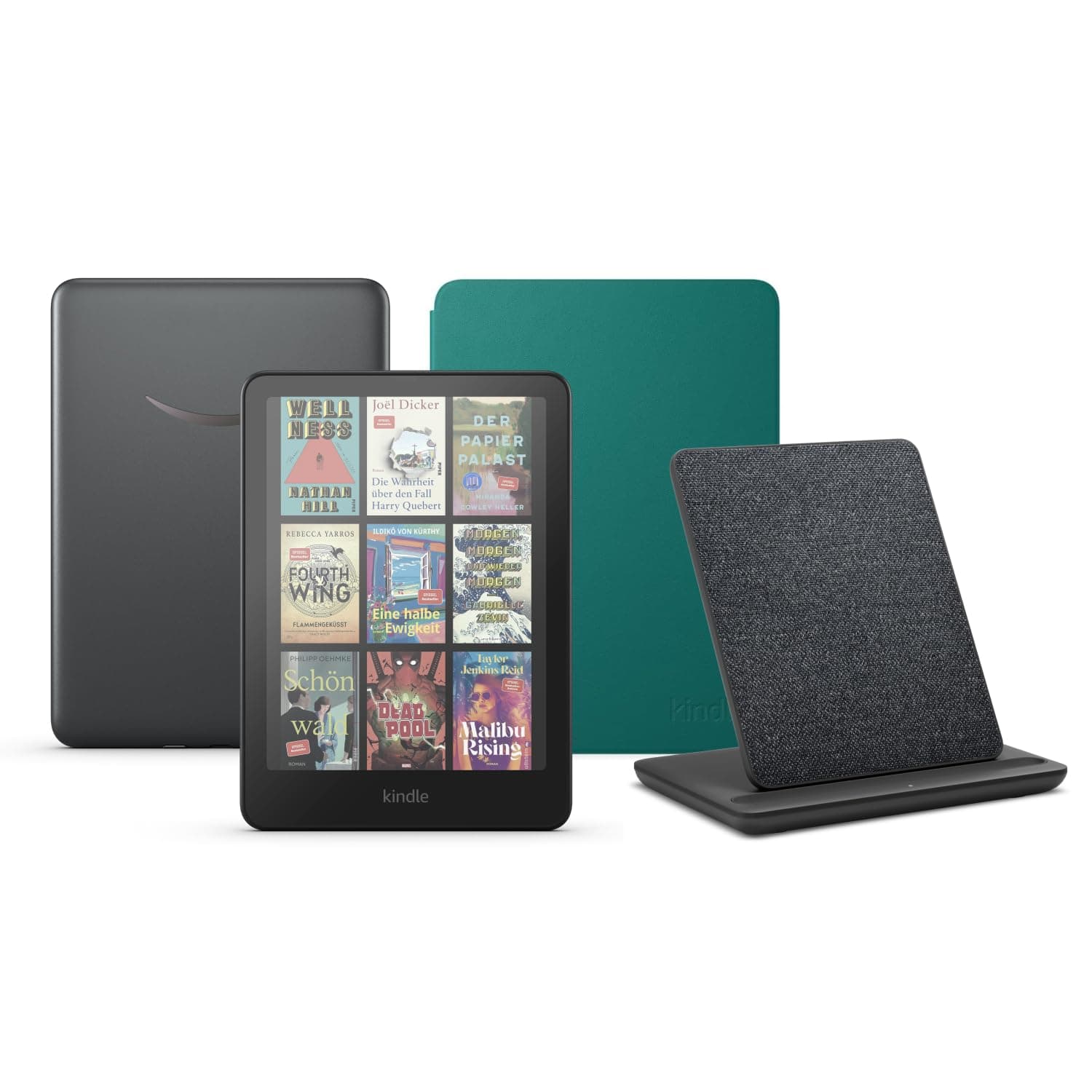 Kindle Colorsoft Signature Edition (32 GB) ohne Werbung, ein Amazon Plant Based Cover und eine Made for Amazon Wireless Charging Dock