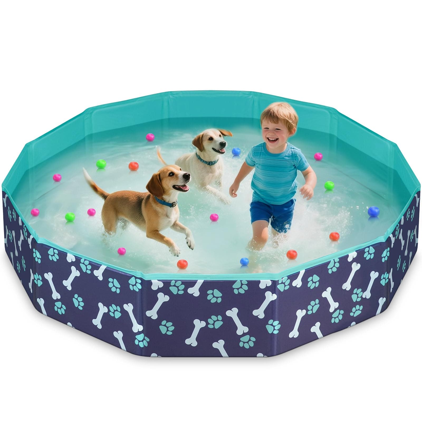 HaoVrisn Piscina Perros Grandes, Piscina Infantil para Niños y Mascotas, Antideslizante y de PVC Engrosado, 120x30CM Piscina para Perros con Parches y Válvula de Drenaje (120x30CM)