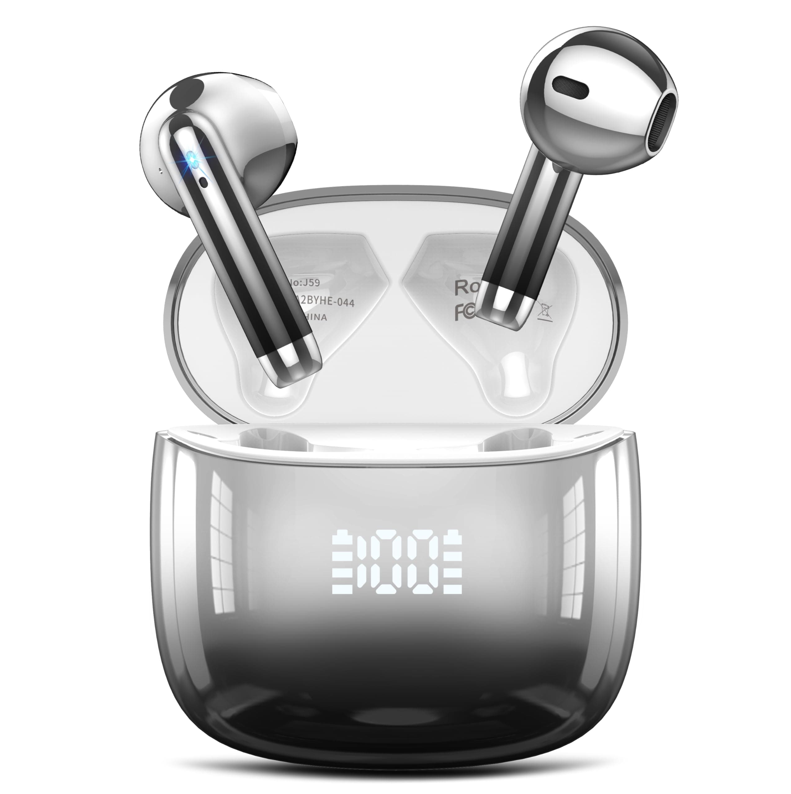 Ddidbi Cuffie Bluetooth, Auricolari Bluetooth 5.4 Incorporato Driver da 14.2mm, Cuffie Wireless con Bassi Icmmersivi, IP7 Impermeabili Cuffiette Bluetooth, 40H Cuffie Senza Fili con Display LED, Nero