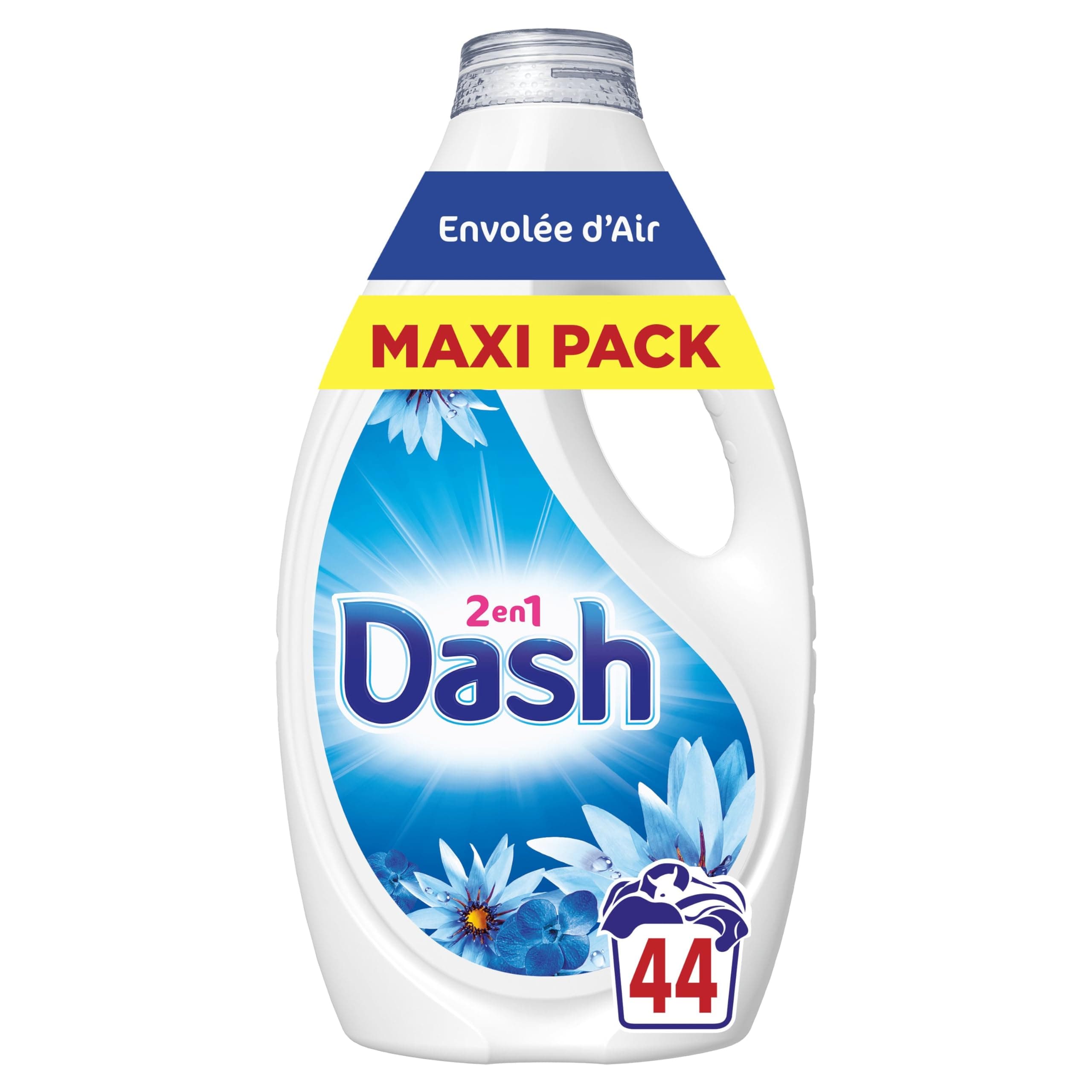 Dash 2en1 Lessive Liquide, 44 Lavages, Parfum Envolée d'Air, Jusqu'à 3 Semaines de Fraîcheur