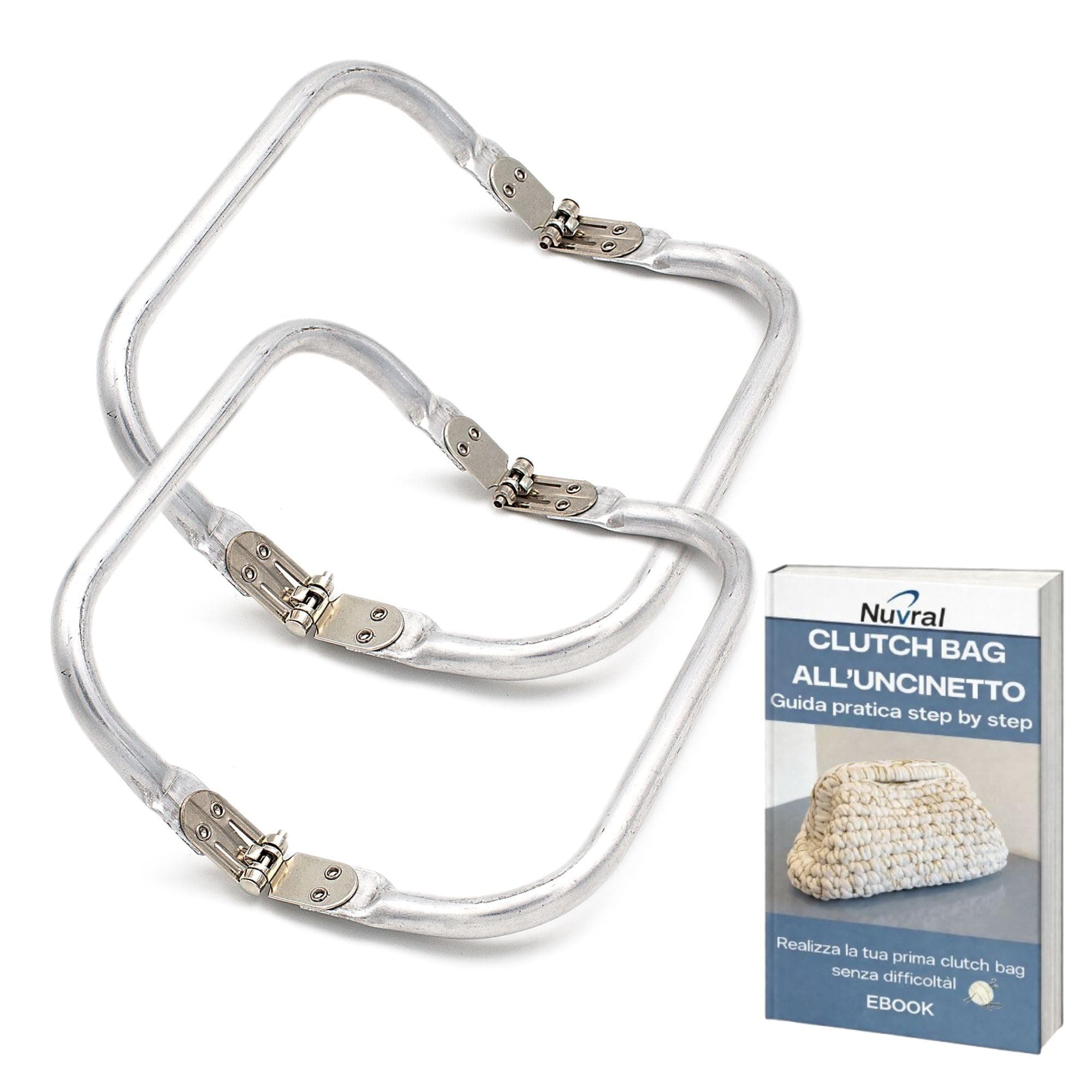 Nuvral Coppia di Chiusure per Borse Uncinetto di 19 cm in Alluminio Leggero e Resistente - Clic Clac per Borse con Chiusura Clutch a Molla Durevole, Fluida e Stabile