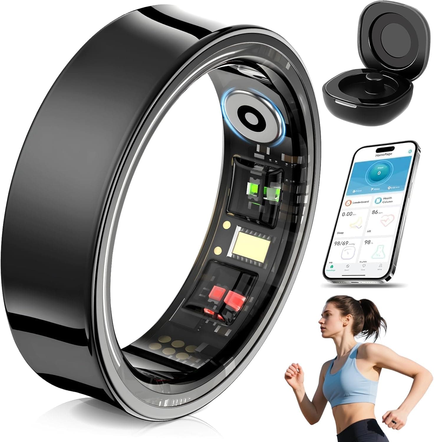 ICOVERI Anillo Inteligente 2026 para Hombre y Mujer - Smart Ring con Monitor de Sueño, Pulsómetro y SpO2 - Rastreador de Actividad Física y Salud IP68, Compatible con iOS y Android (M Talla 10)