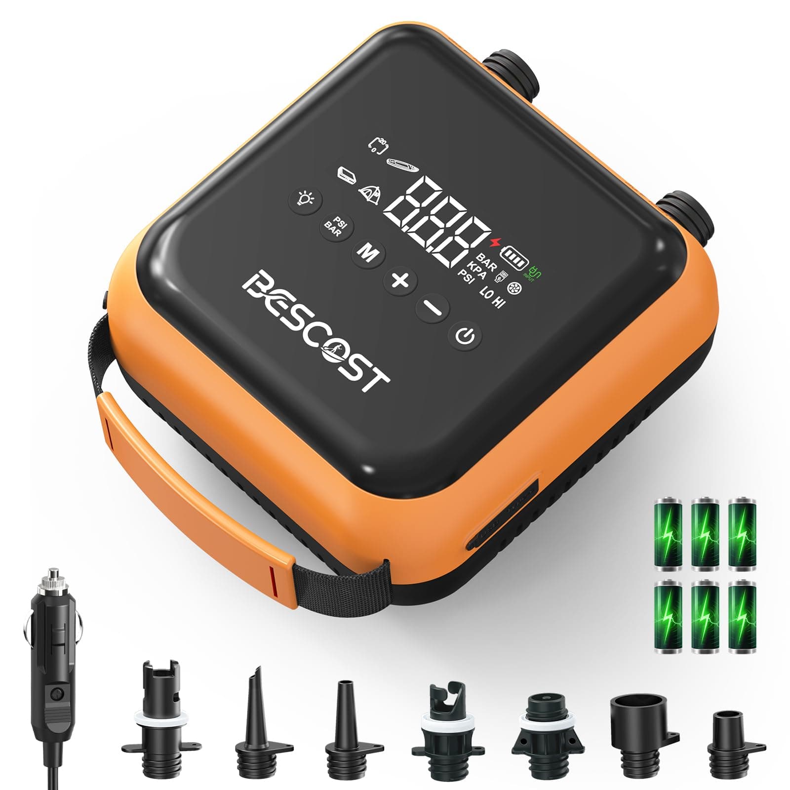 Pompe Sup Électrique 20 PSI, Charge Rapide 45W, Gonfleur Paddle Rechargeable, Gonflage/Dégonflage Double Étage, Arrêt Automatique, Câble Type-C & 12V, pour Kayak Bateau Gonflable