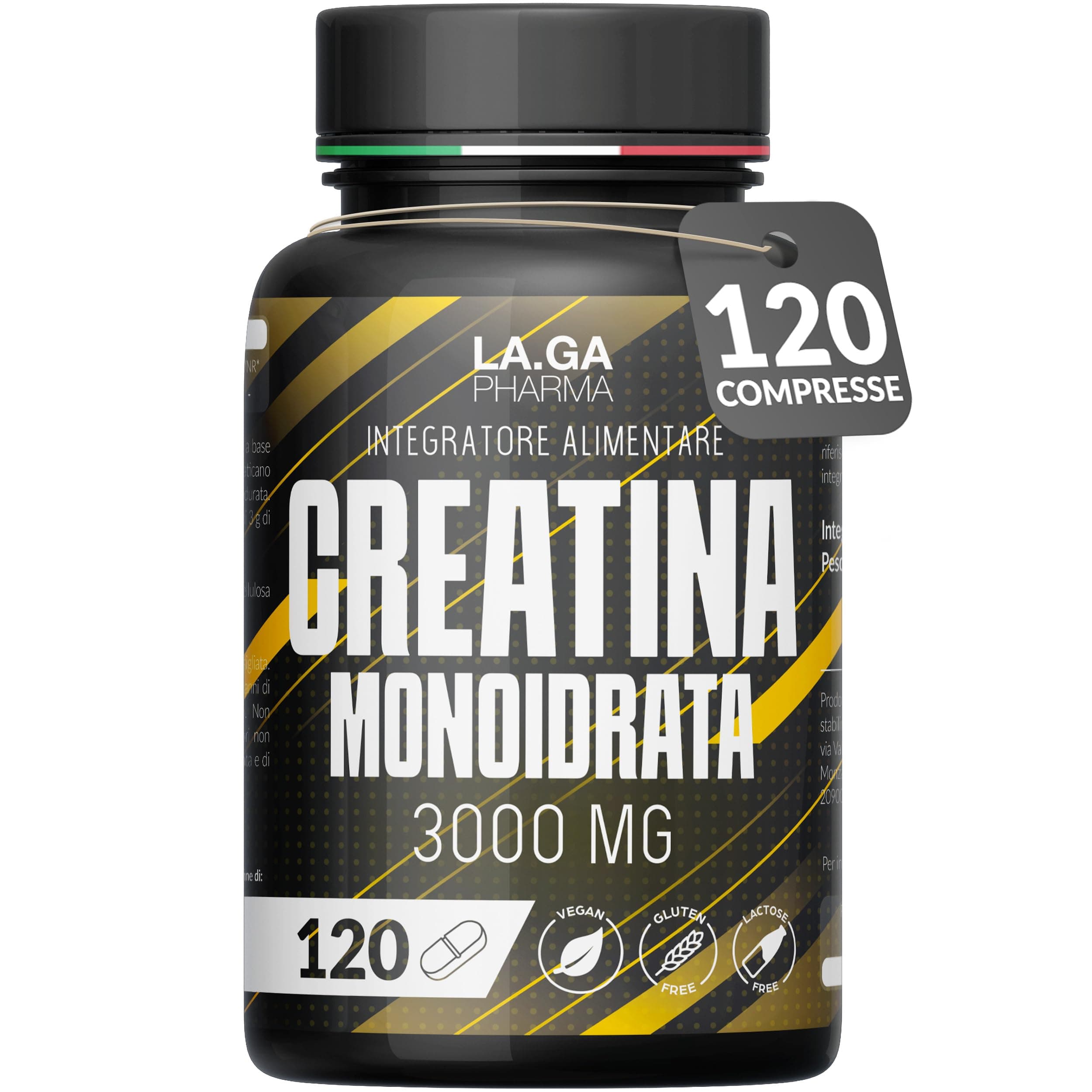 Creatina Monoidrata 120 Compresse da 3000mg di Creatina Pura Per Dose. Creatina Compresse per Allenamento e Palestra. Creatina Capsule Pre e Post Workout. Creatina Micronizzata Made in Italy, Vegan